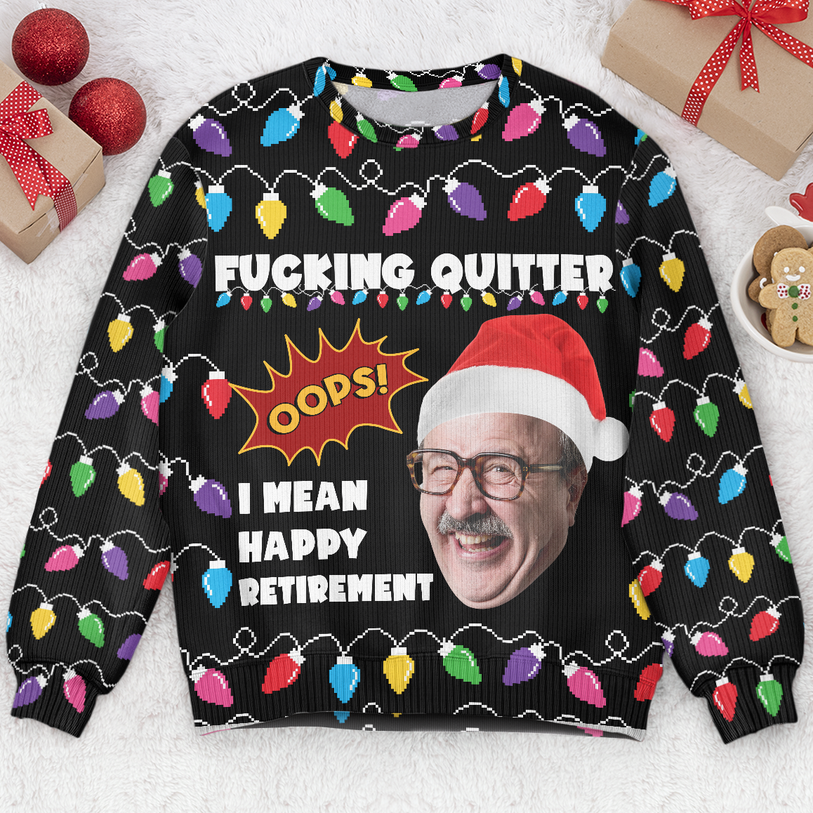 Ugly Sweater Cheers To Retire - Personalized Photo Ugly Sweater