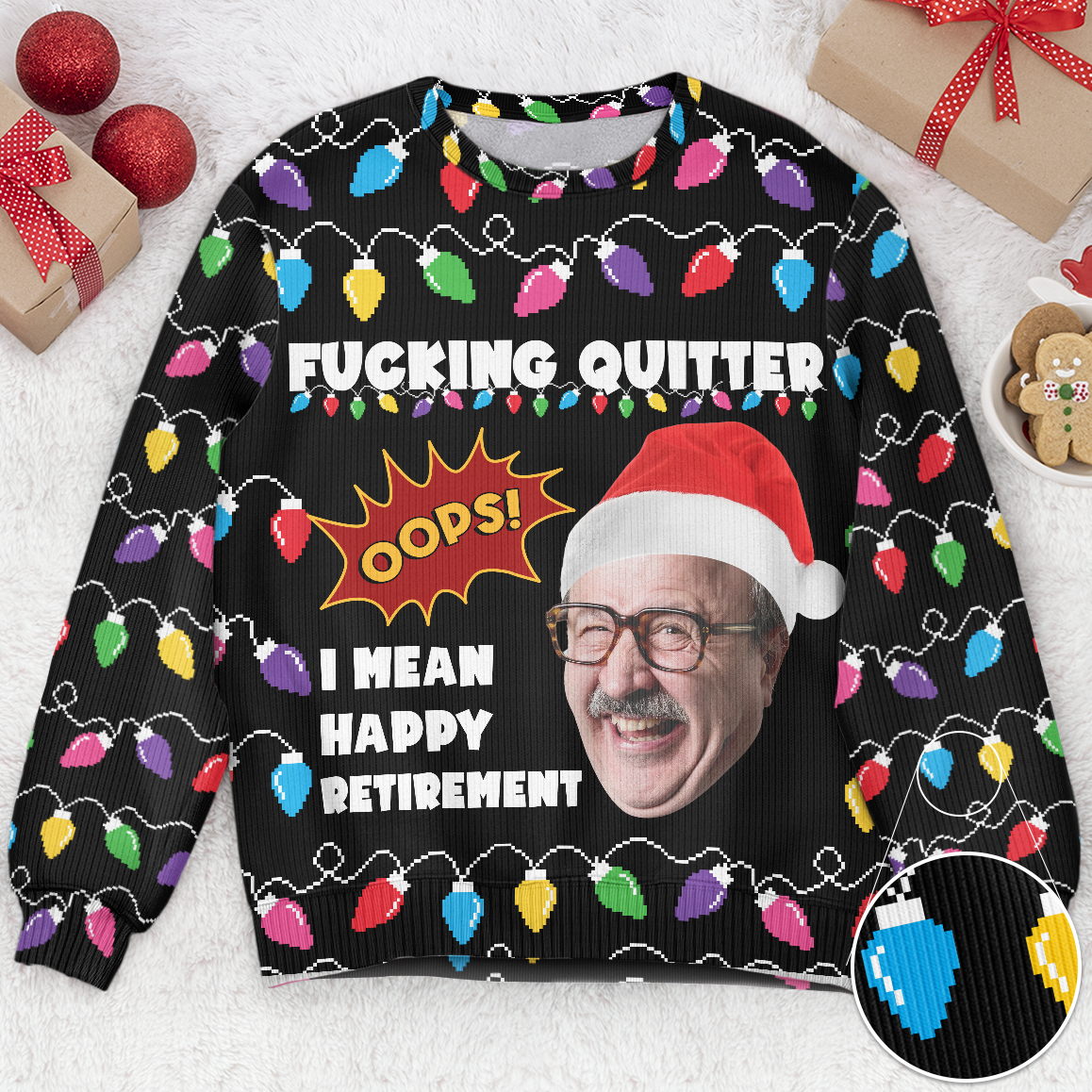 Ugly Sweater Cheers To Retire - Personalized Photo Ugly Sweater