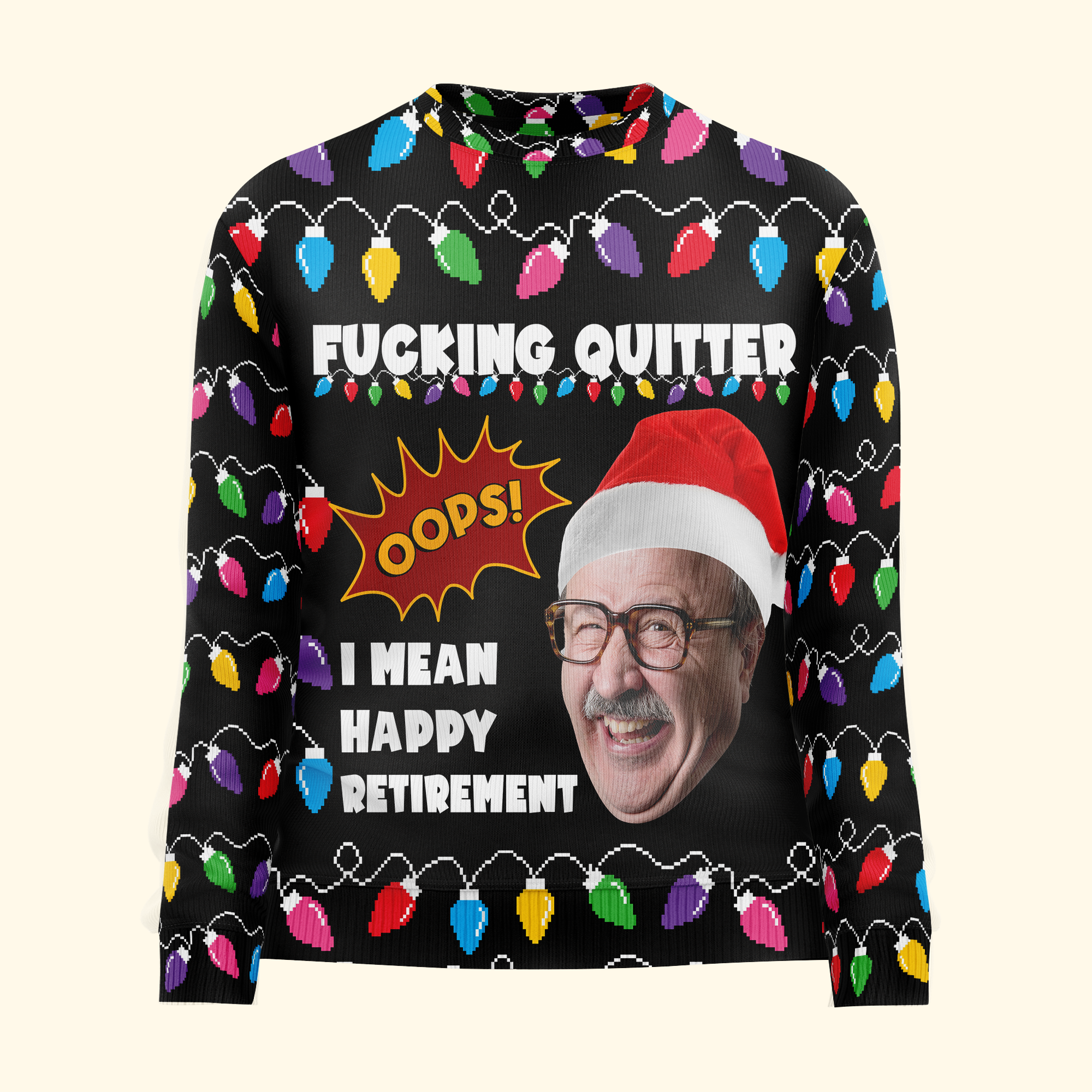 Ugly Sweater Cheers To Retire - Personalized Photo Ugly Sweater