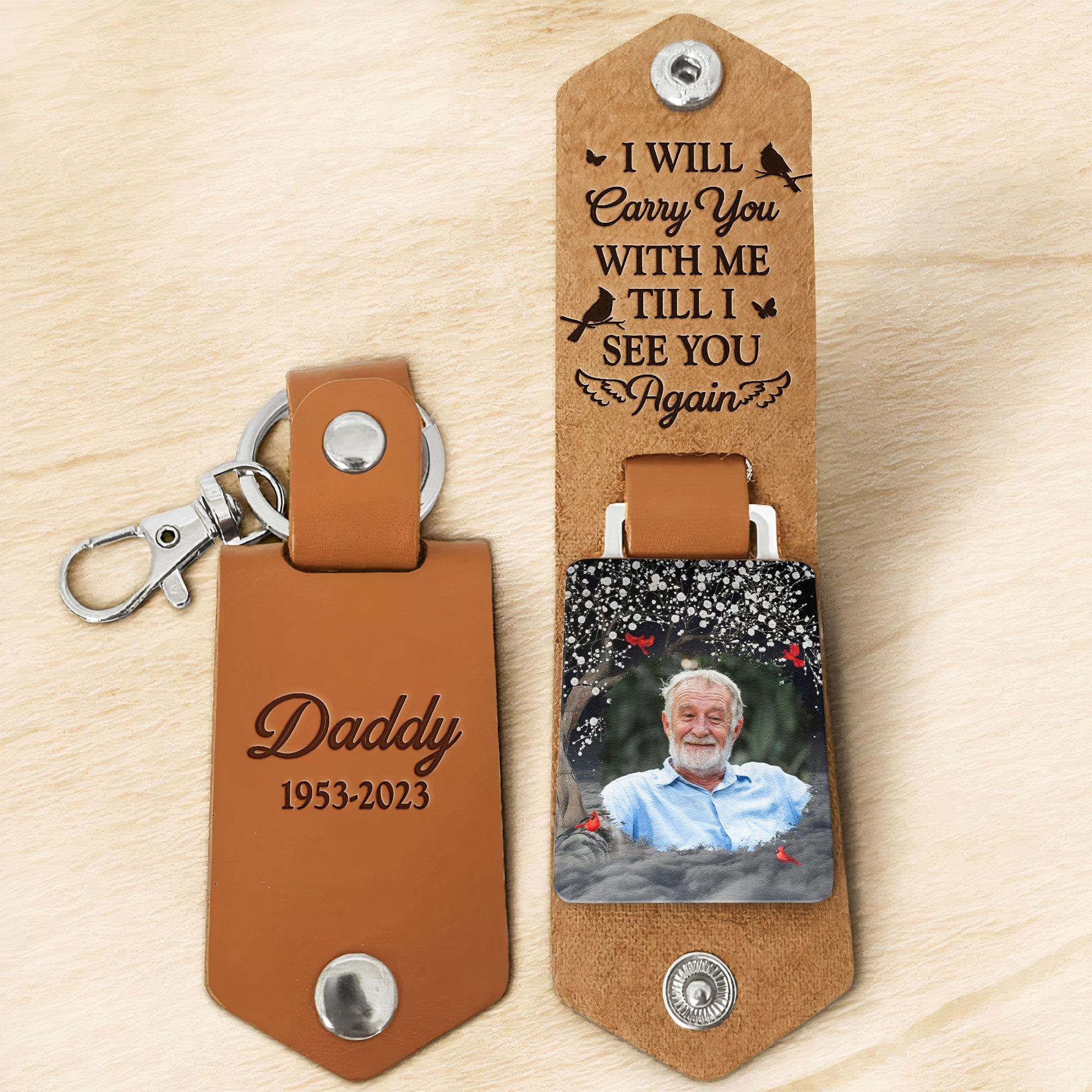 Until I See You Again - Personalized Leather Photo Keychain