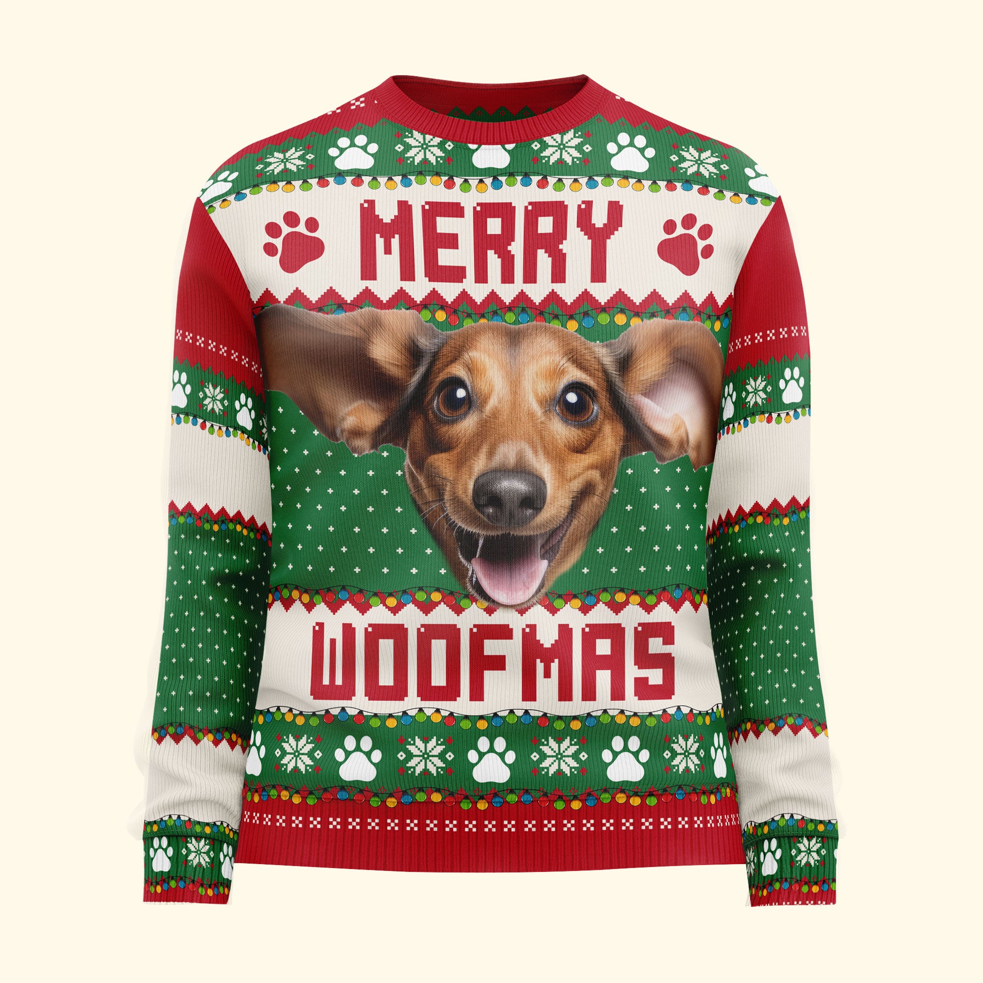 Upload Big Pet Faces Funny Christmas Ugly For Dog, Cat Lovers - Personalized Photo Ugly Sweater