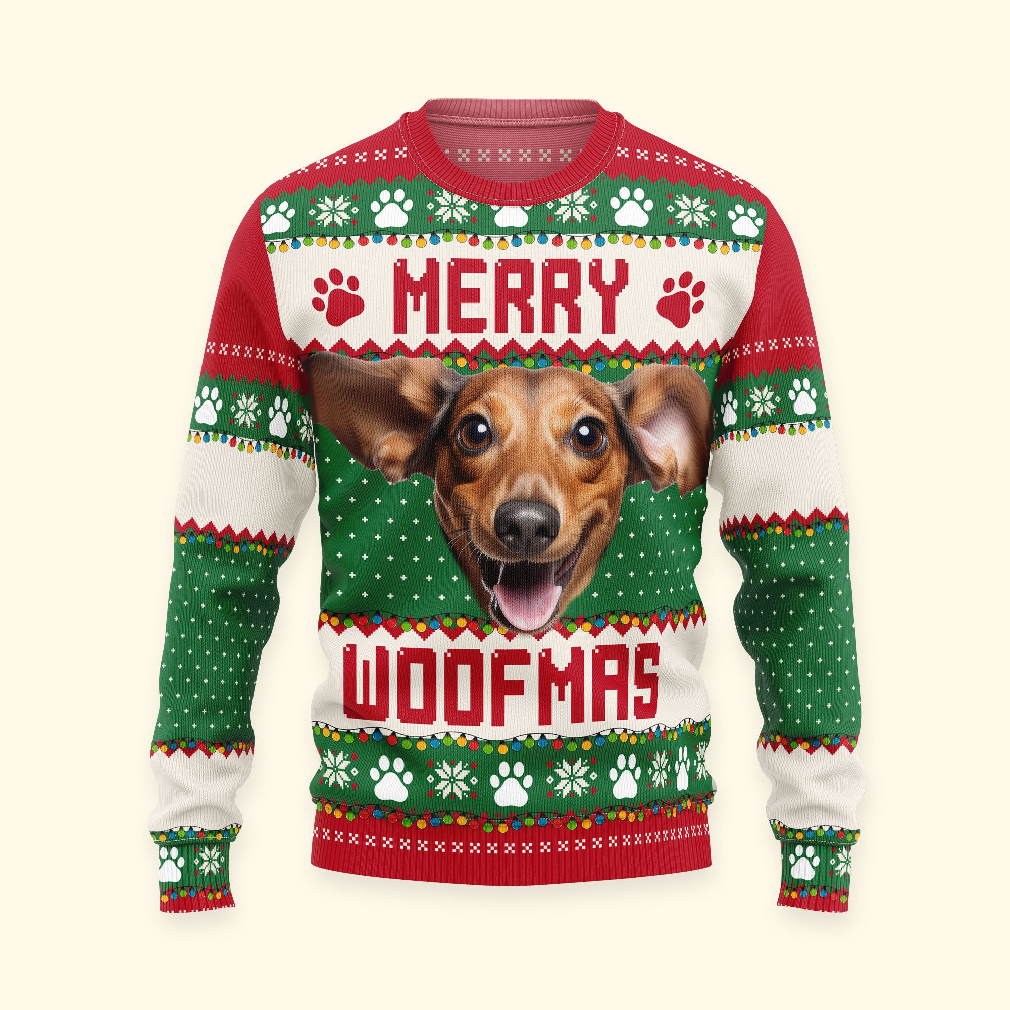 Upload Big Pet Faces Funny Christmas Ugly For Dog, Cat Lovers - Personalized Photo Ugly Sweater