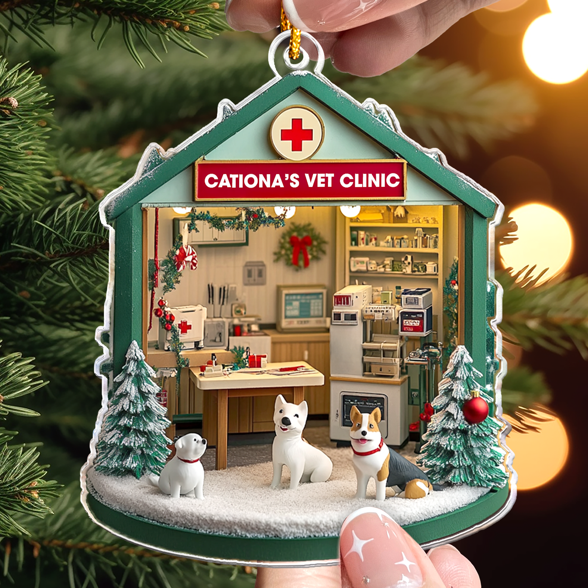 Vet Clinic Ornament - Veterinarian Clinic Christmas Decoration - Personalized Acrylic Ornament