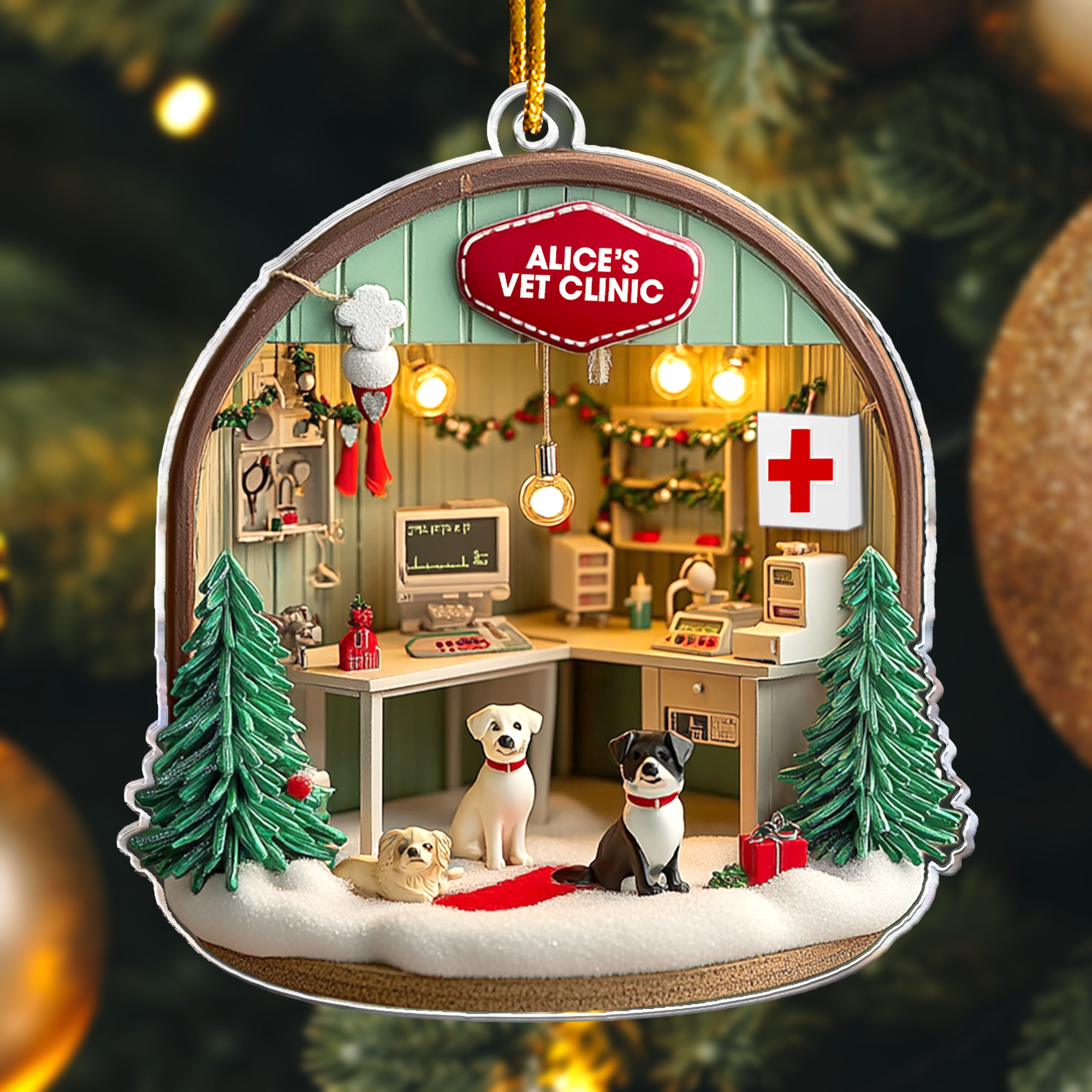 Vet Clinic Ornament - Veterinarian Clinic Christmas Decoration - Personalized Acrylic Ornament