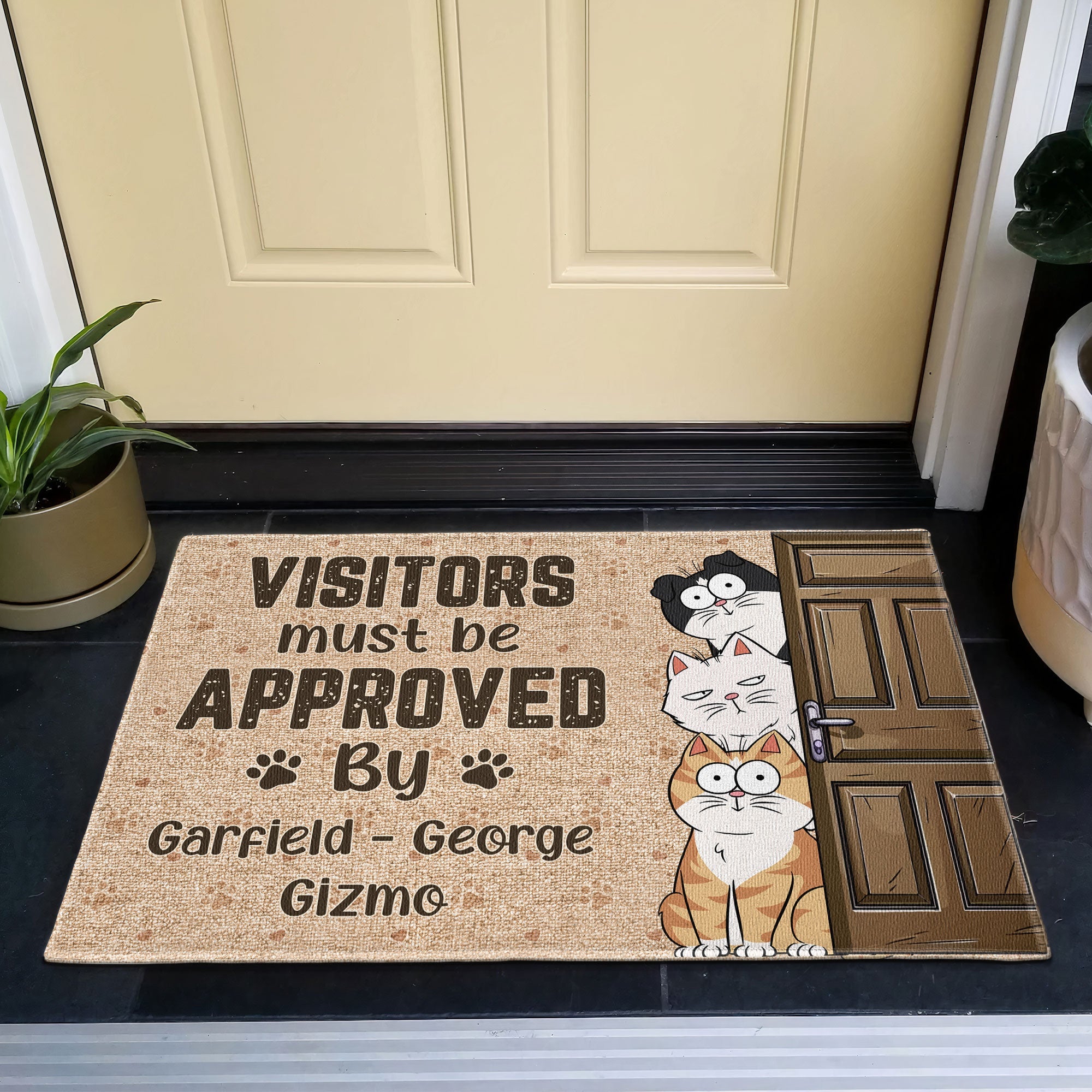 Visitors Must Be Approved By Pet - Personalized Doormat