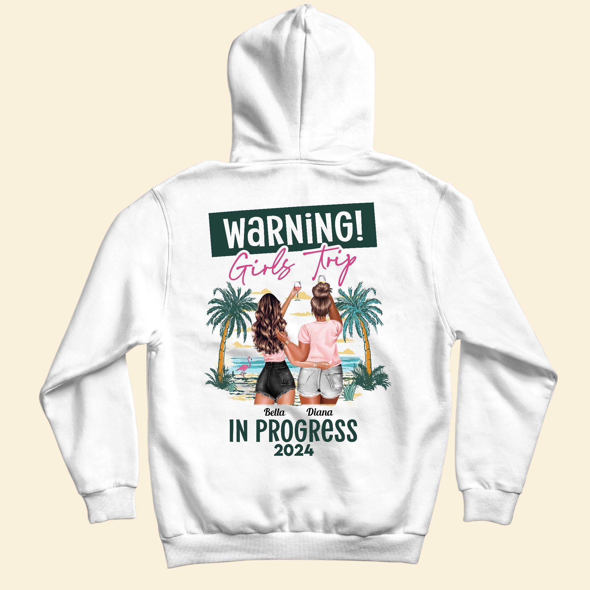 Warning Girls Trip In Progress - Personalized Back Printed Shirt