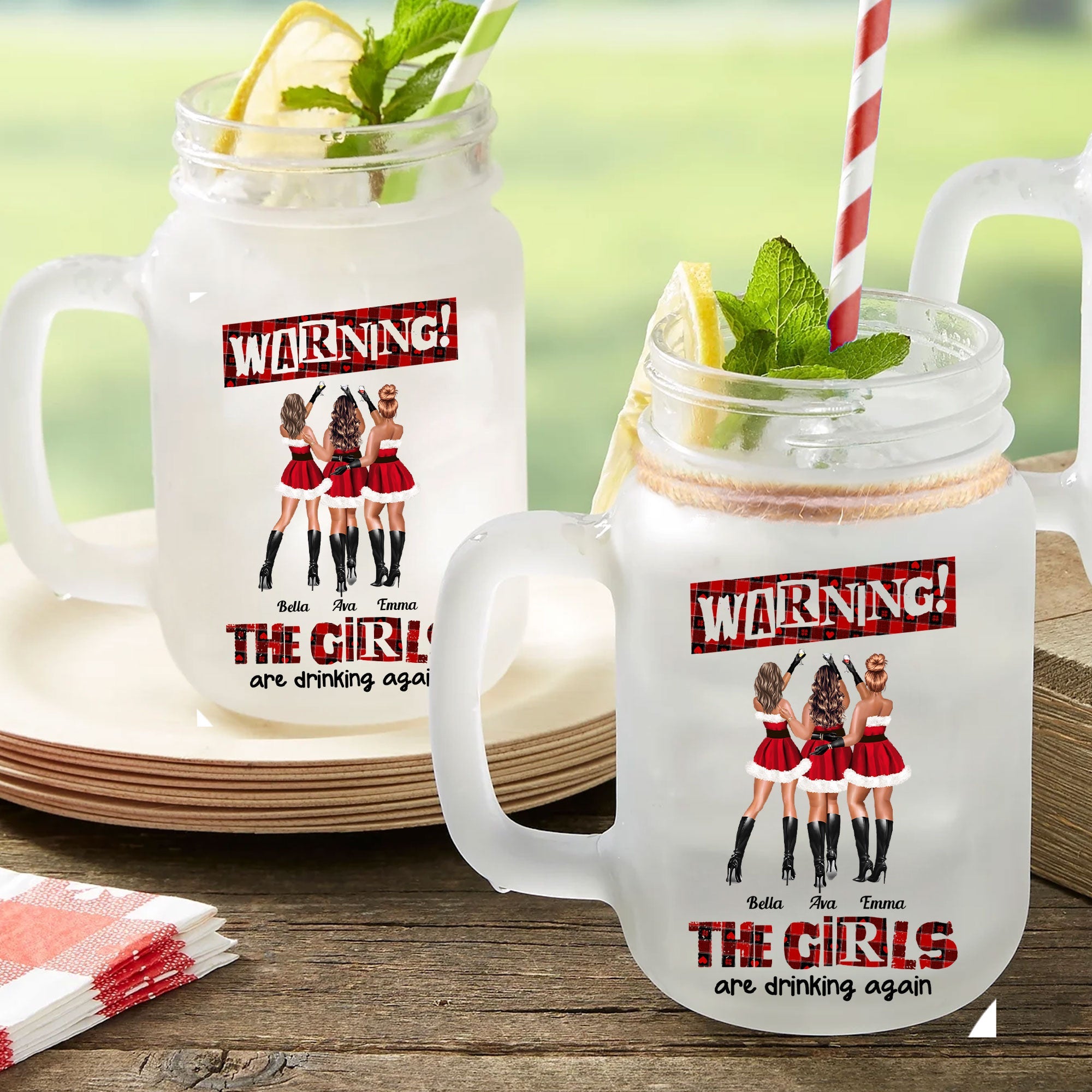 Warning The Girls Are Drinking Again - Personalized Mason Jar Cup With Straw