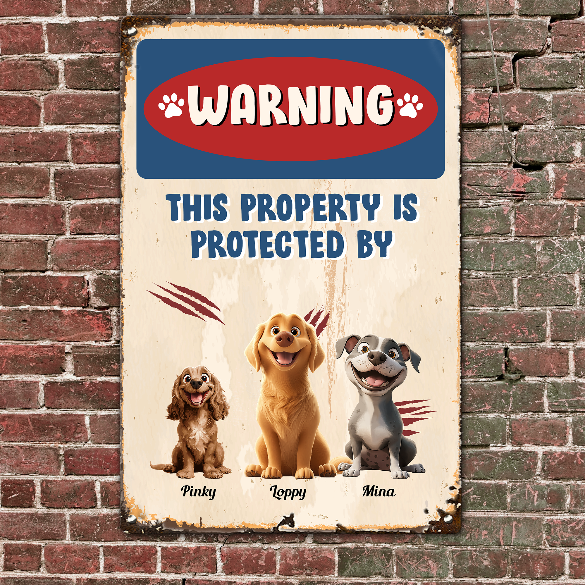 Warning This Property Is Protected By - Personalized Metal Sign