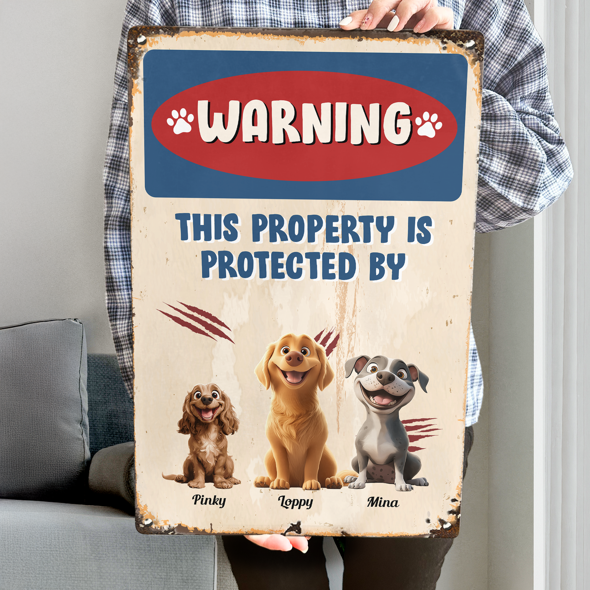 Warning This Property Is Protected By - Personalized Metal Sign