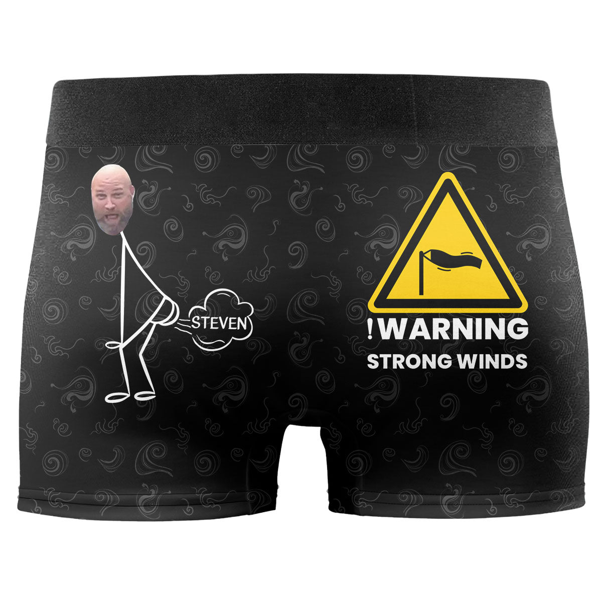 Warning Strong Winds - Personalized Photo Men's Boxer Brief