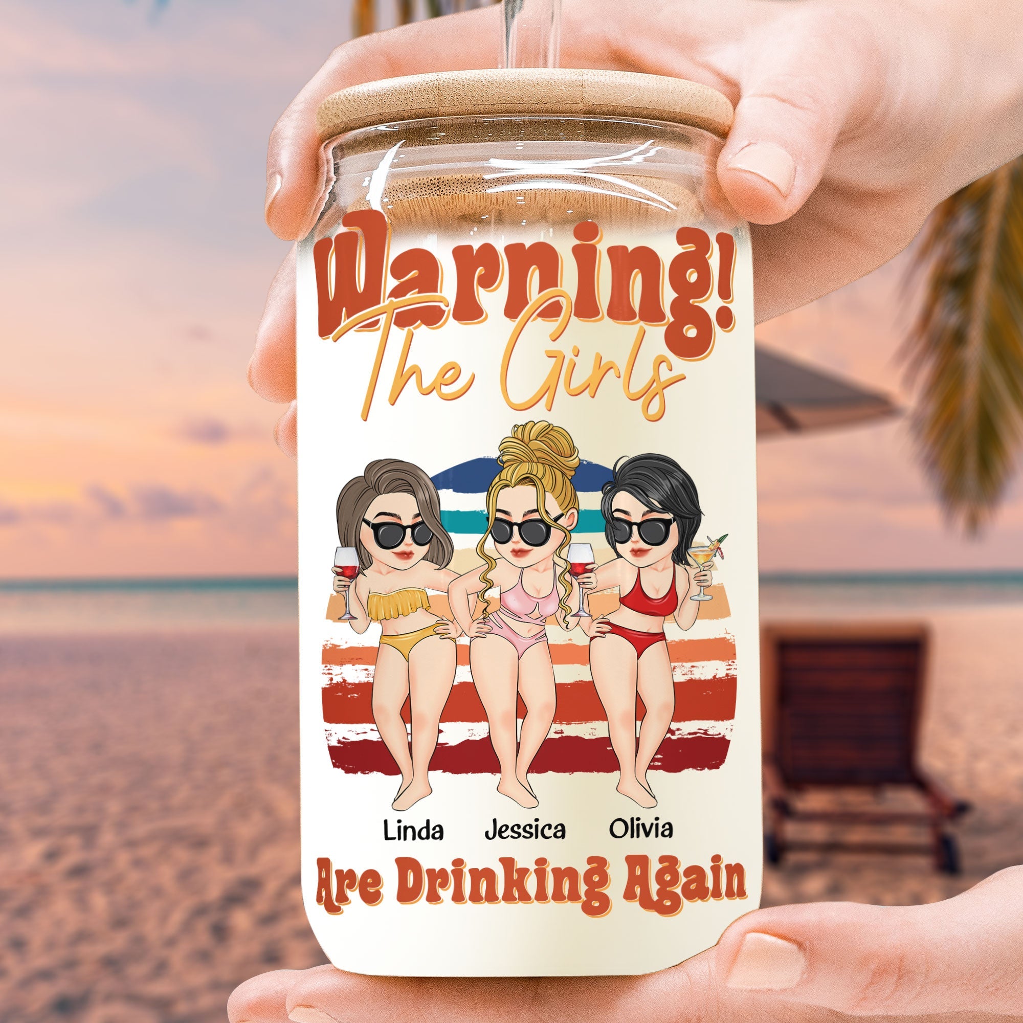 Warning! The Girls Are Drinking Again - Personalized Clear Glass Cup