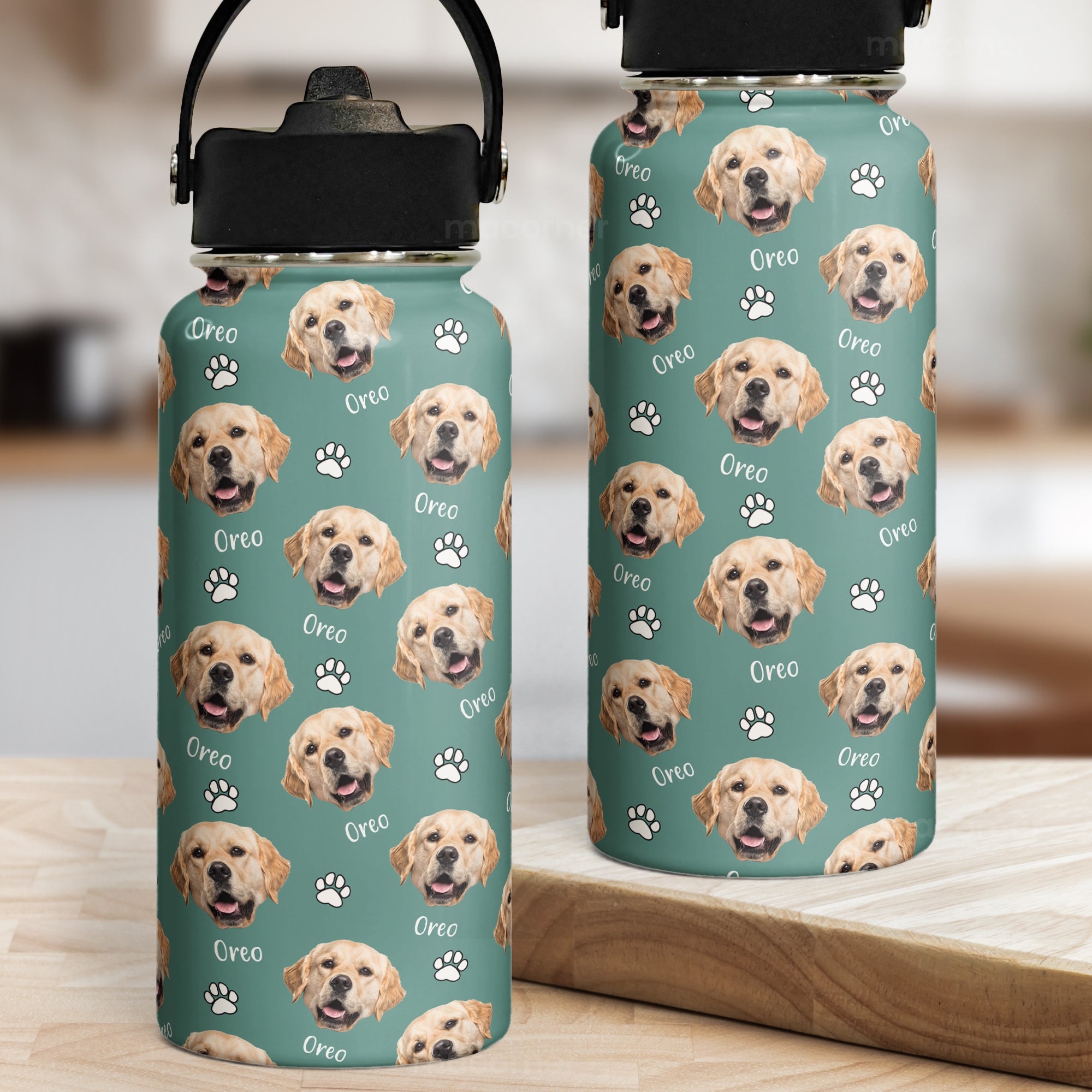 Water Bottle With Funny Pet Face - Personalized Photo Stainless Steel Water Bottle