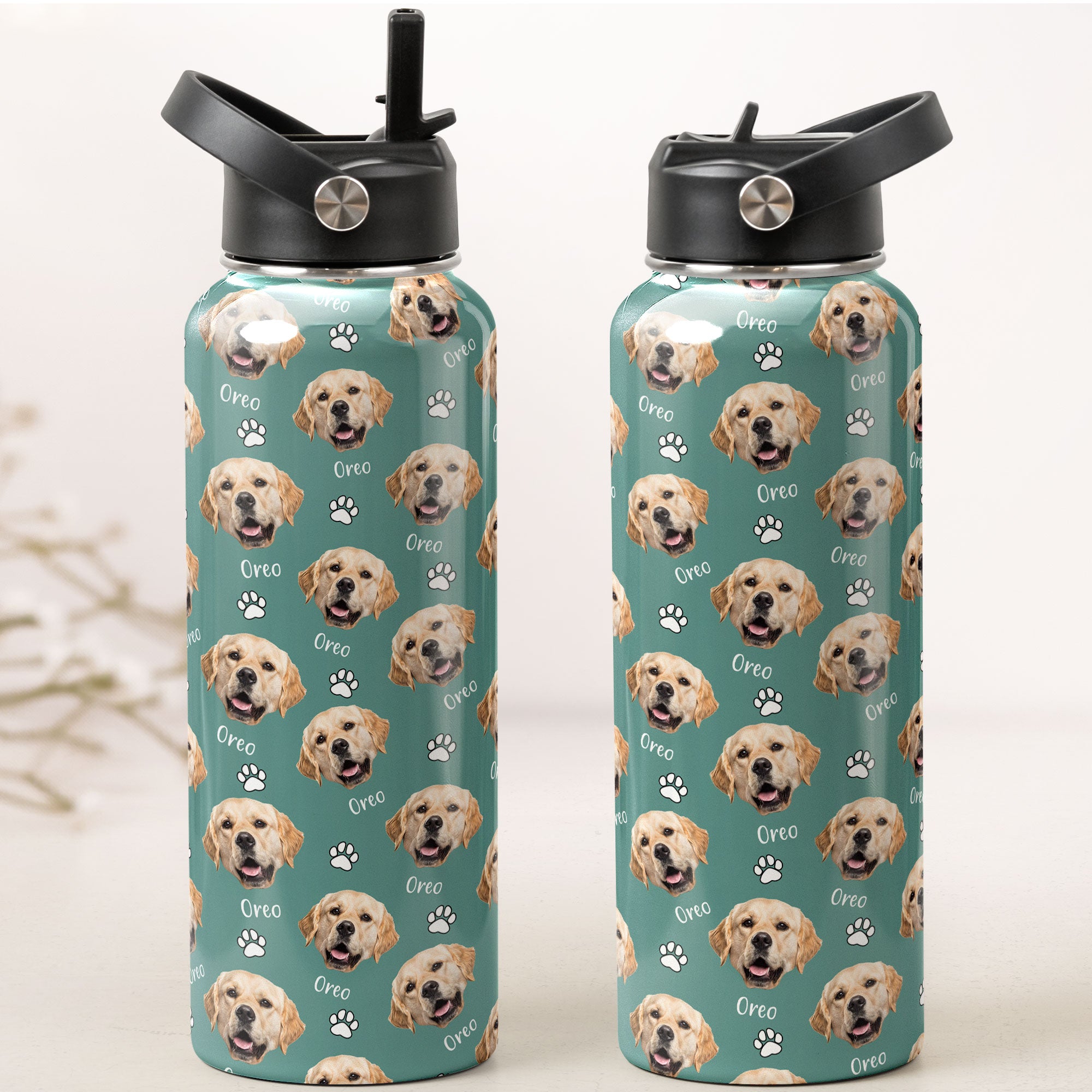 Water Bottle With Funny Pet Face - Personalized Photo Stainless Steel Water Bottle