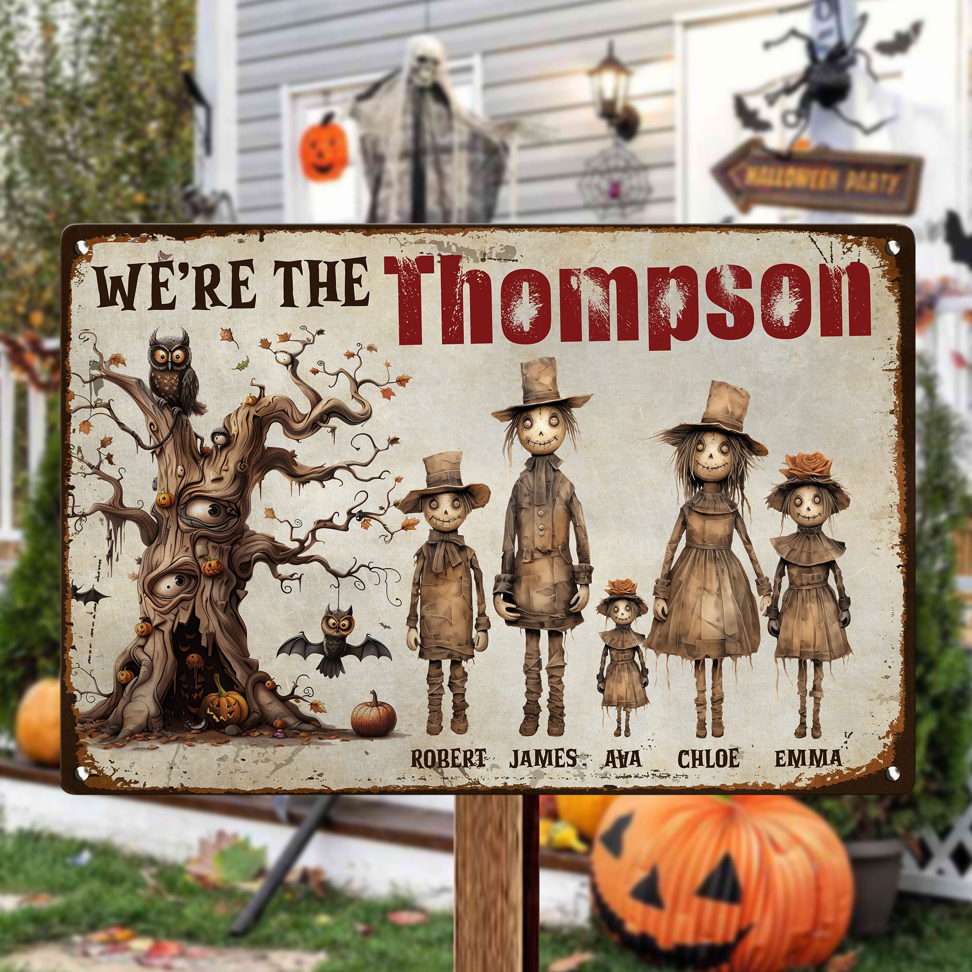 We Are The Scarecrow Family - Personalized Metal Sign