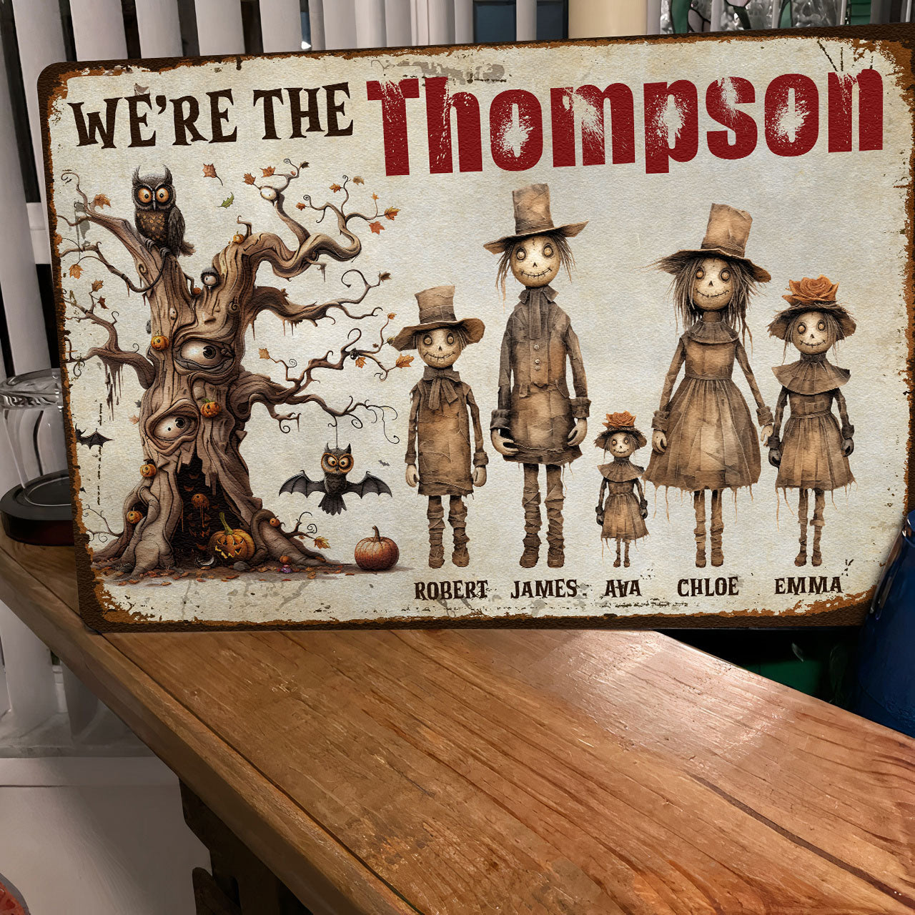 We Are The Scarecrow Family - Personalized Metal Sign