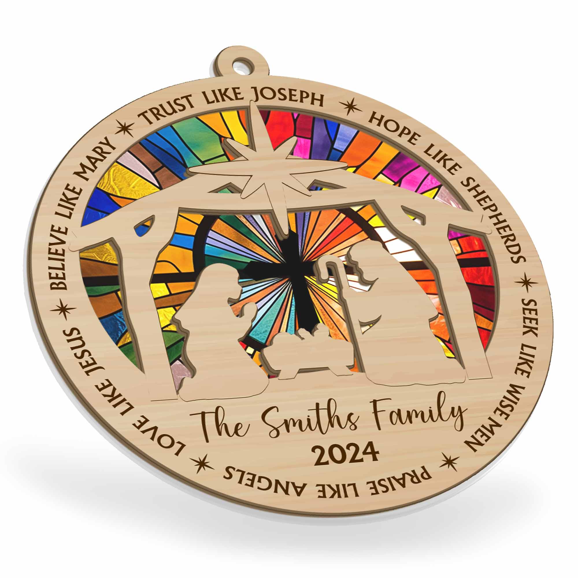 We Believe Nativity  - Personalized Suncatcher Ornament