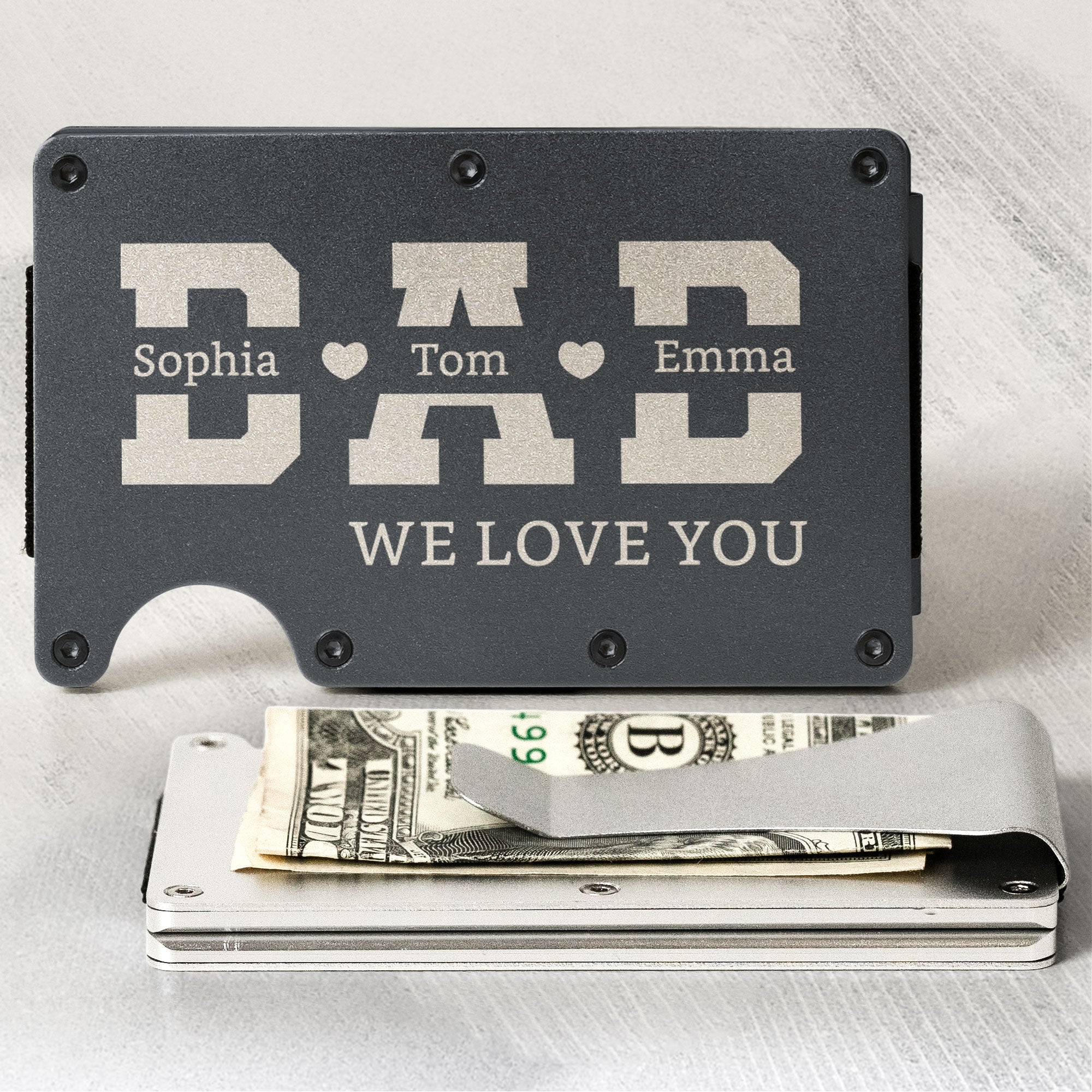 We Love You Dad - Personalized Metal Card Holder