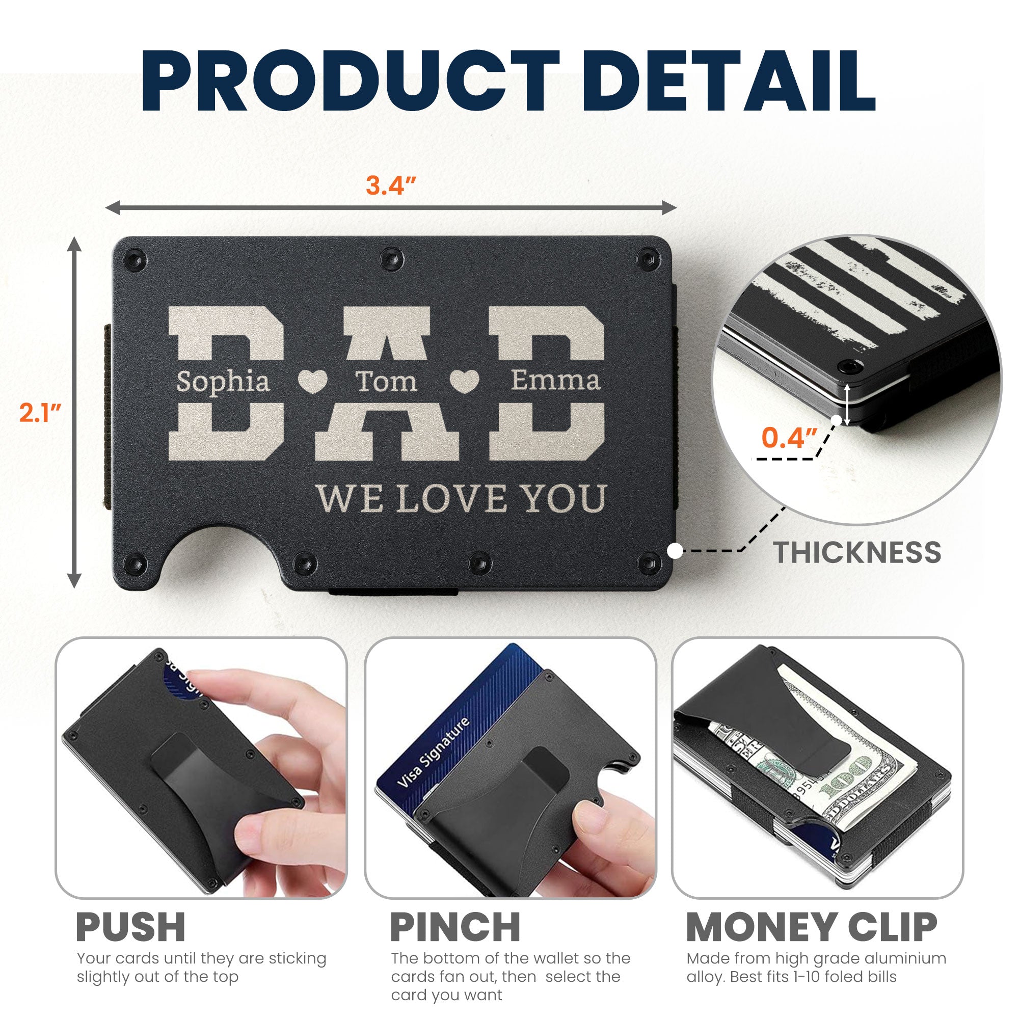 We Love You Dad - Personalized Metal Card Holder