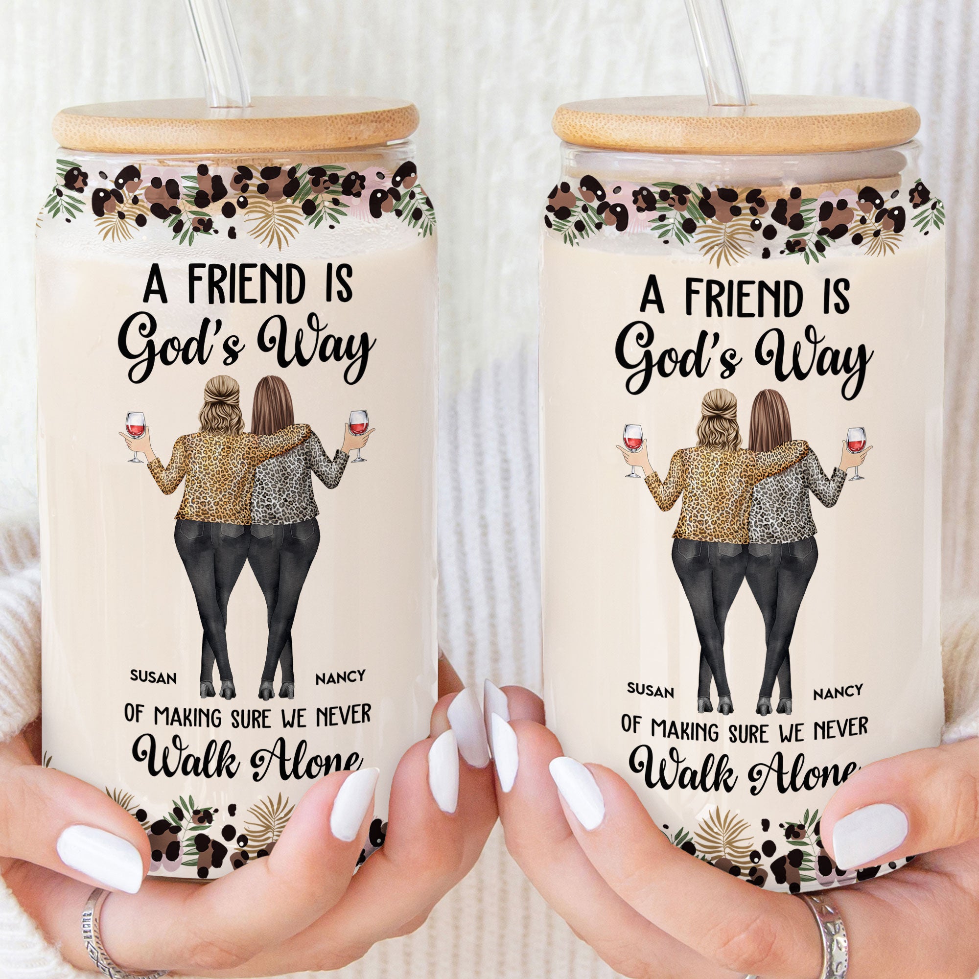 We Never Walk Alone - Personalized Clear Glass Cup