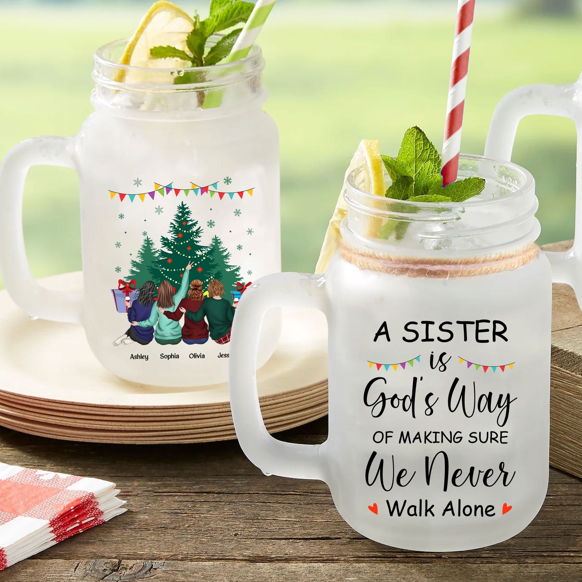 We Never Walk Alone - Personalized Mason Jar Cup With Straw