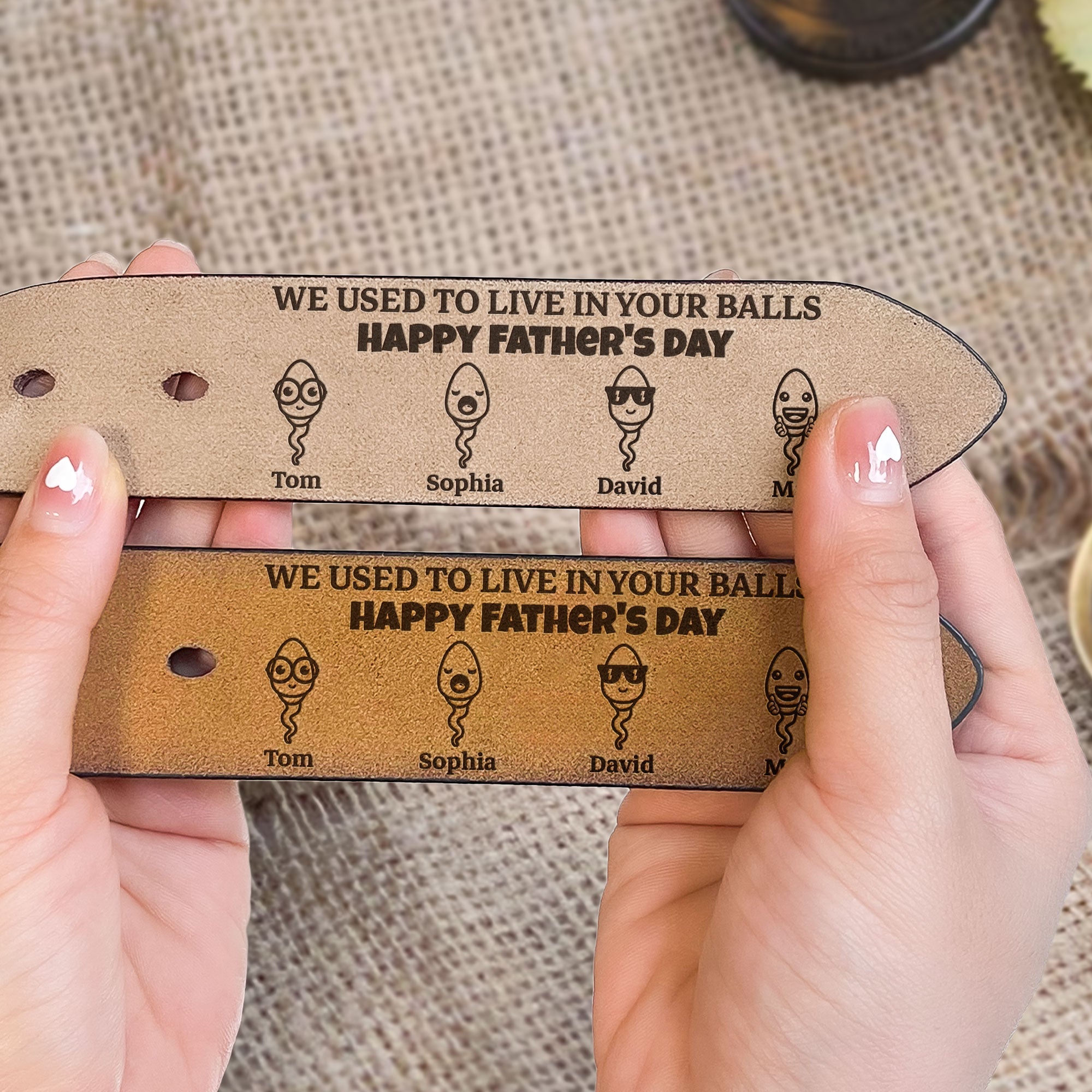 We Used To Live In Your Balls Funny Father's Day Gift - Personalized Engraved Leather Belt