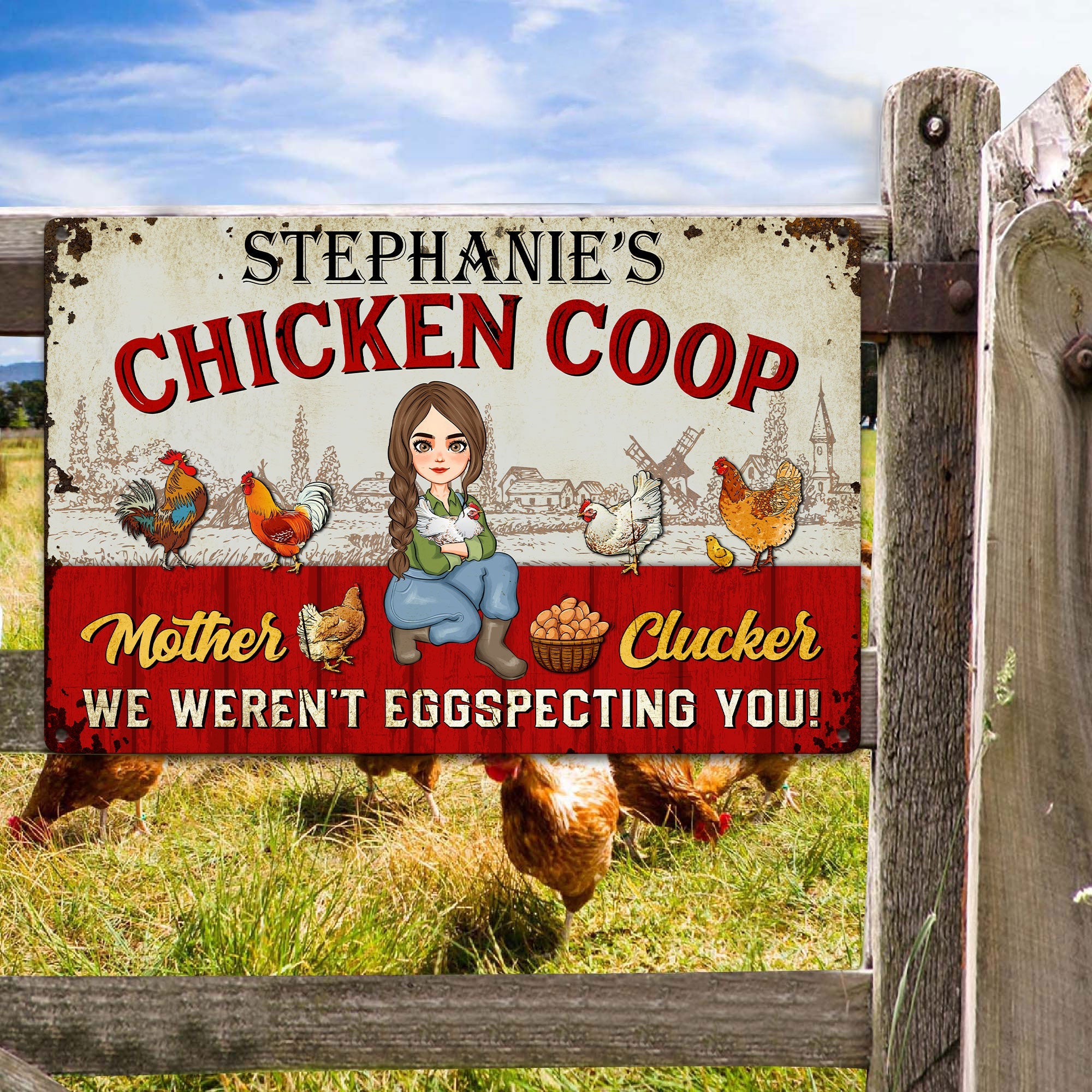 We Weren't Eggspecting You! - Personalized Metal Sign