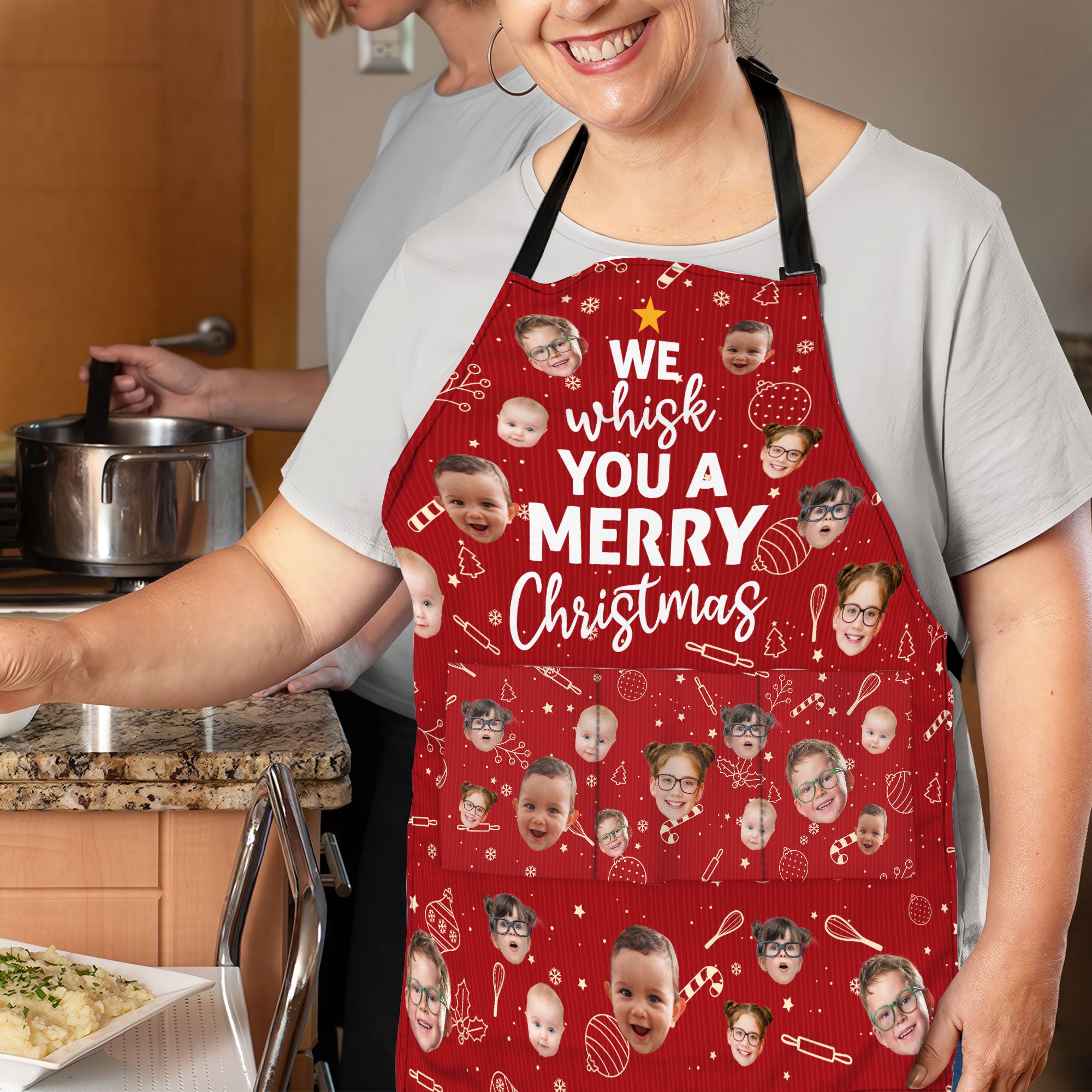 We Whisk You A Merry Christmas - Personalized Photo Apron With Pocket