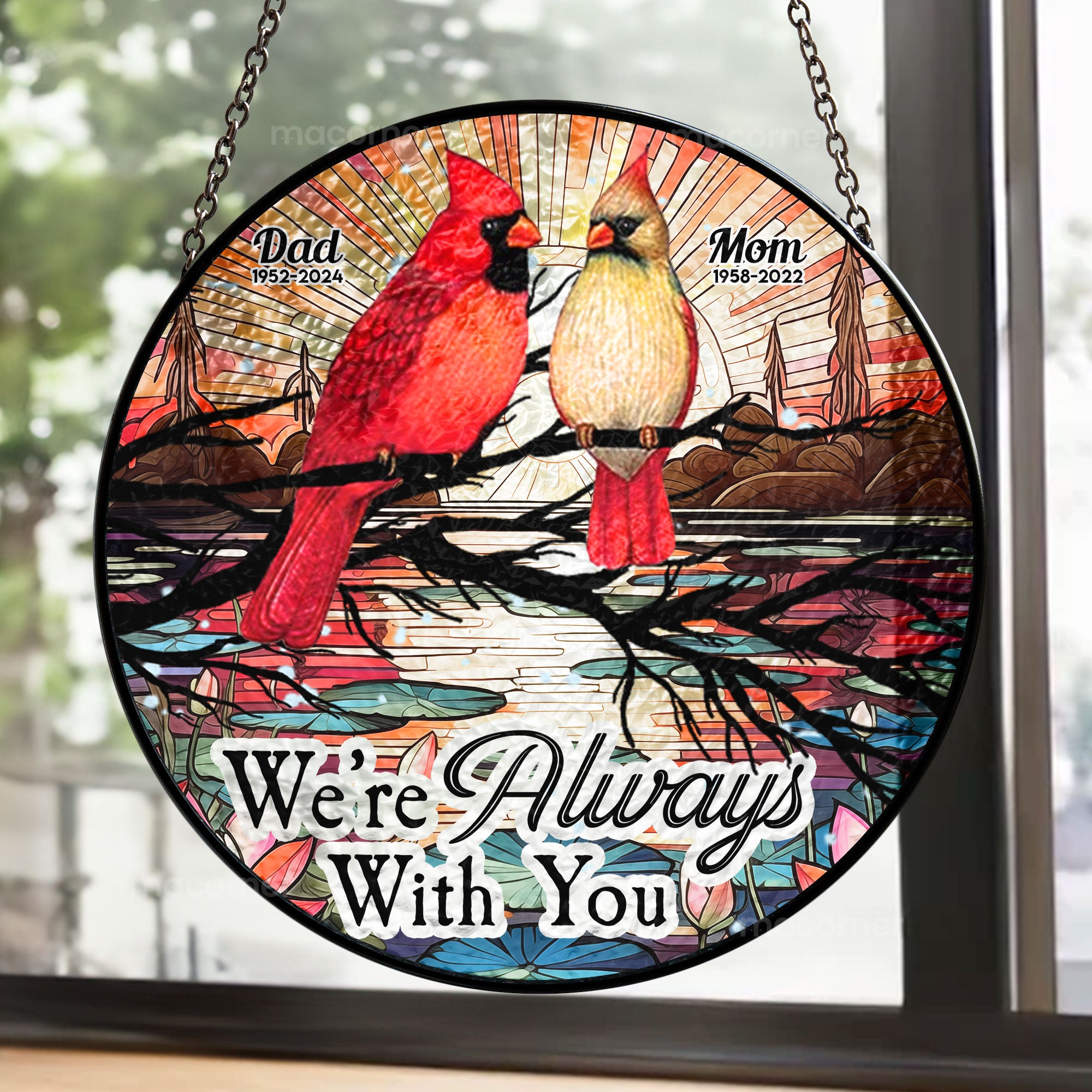 We're Always With You - Personalized Stained Glass Window Hanging Suncatcher