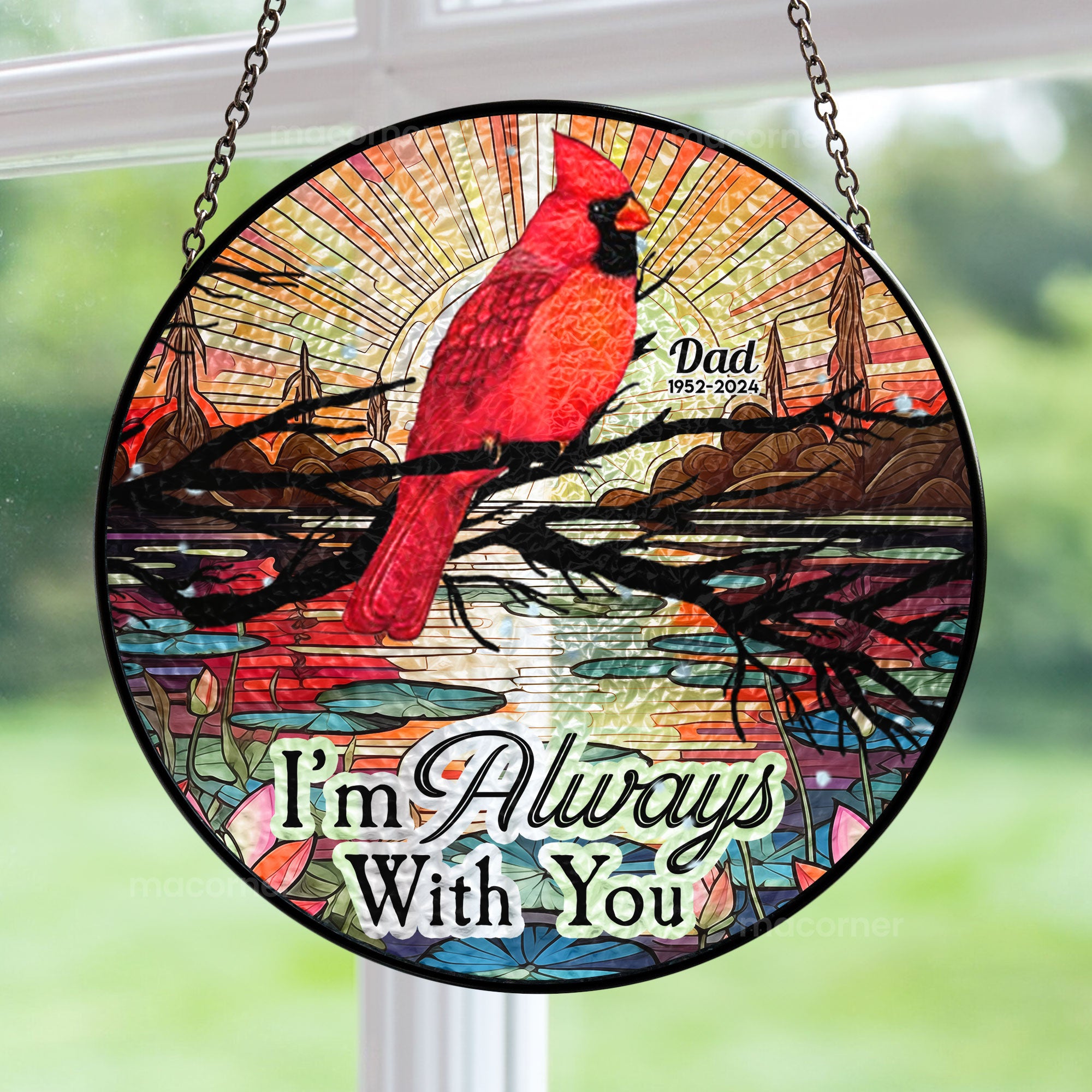 We're Always With You - Personalized Stained Glass Window Hanging Suncatcher