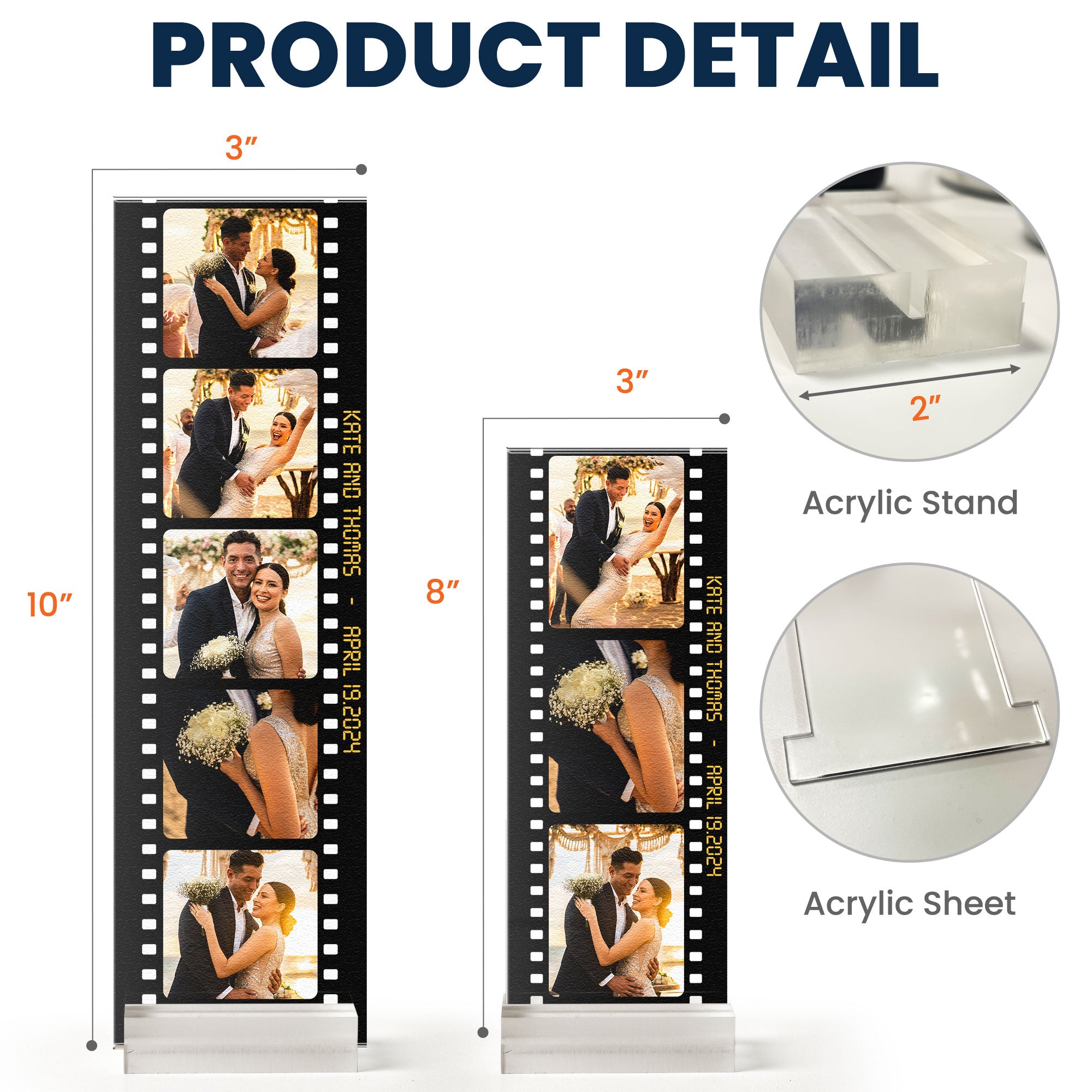 Wedding Couple Photo Film - Custom Acrylic Photo Film Strip