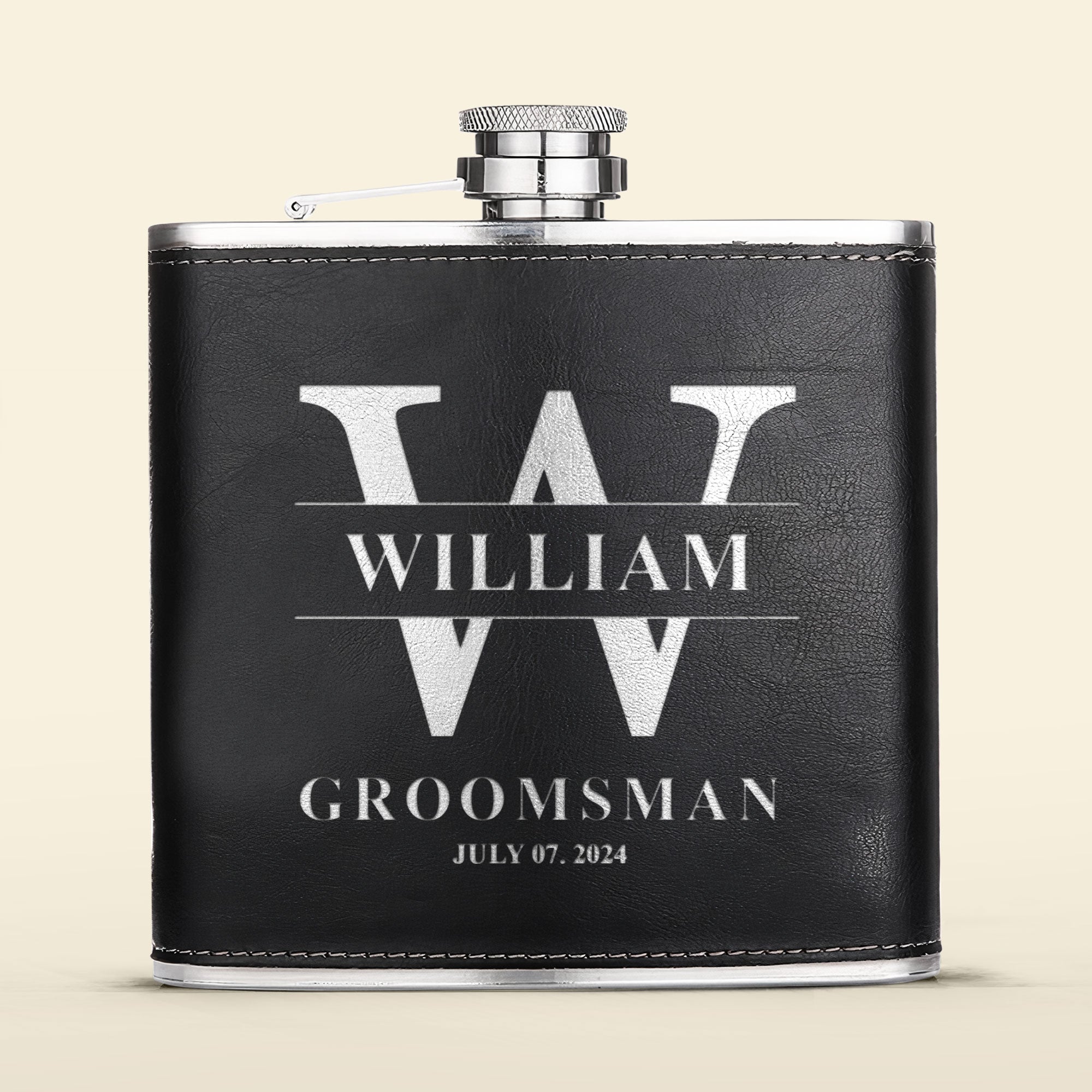 Wedding Gift For Groom And Groomsmen - Personalized Leather Flask