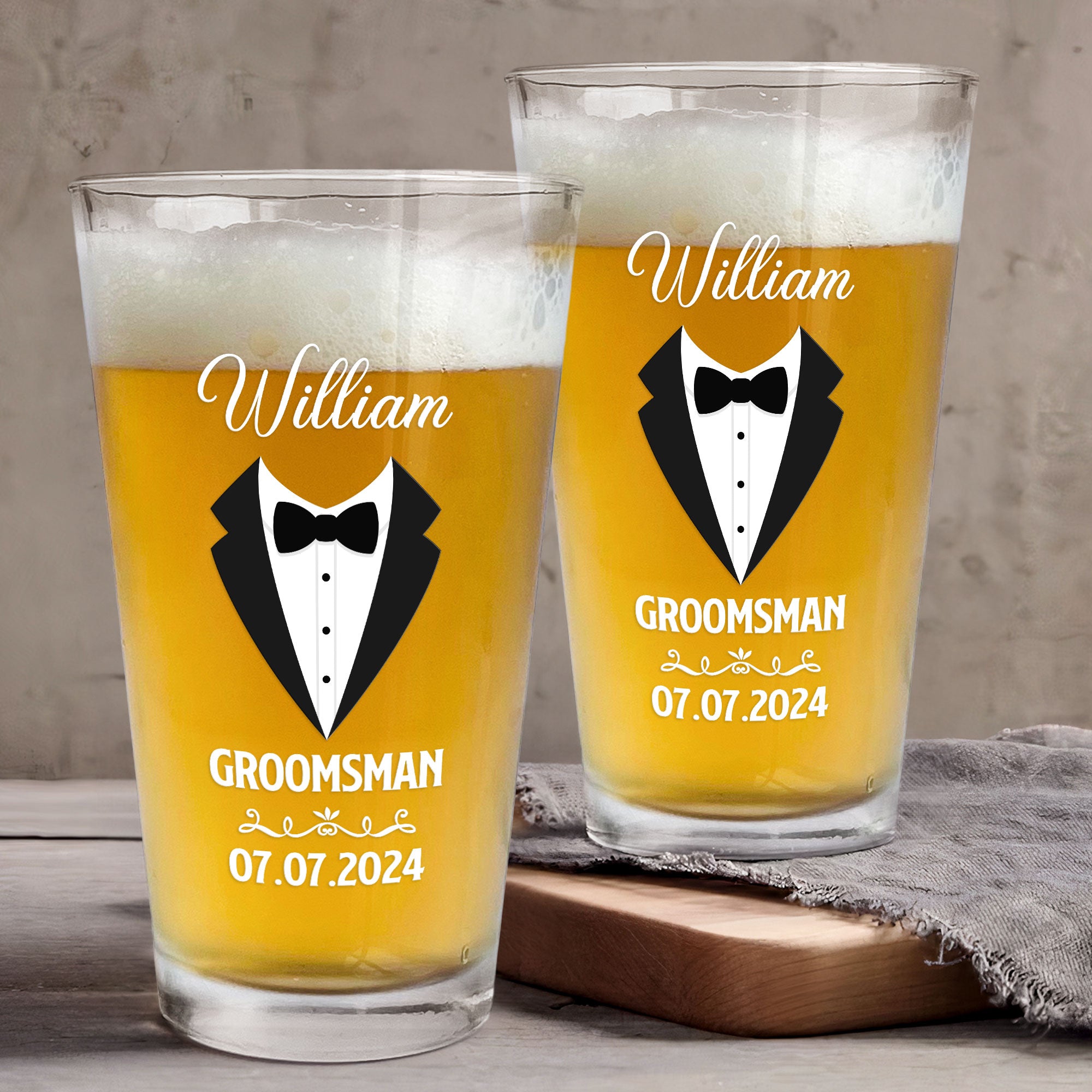 Wedding Gift For Groomsmen - Personalized Beer Glass