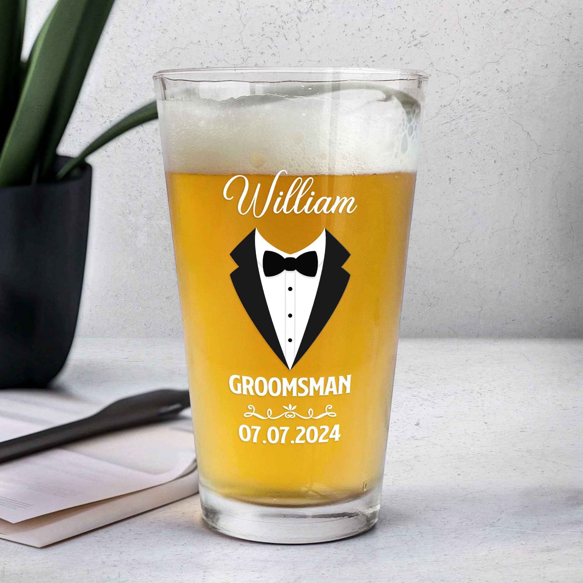 Wedding Gift For Groomsmen - Personalized Beer Glass