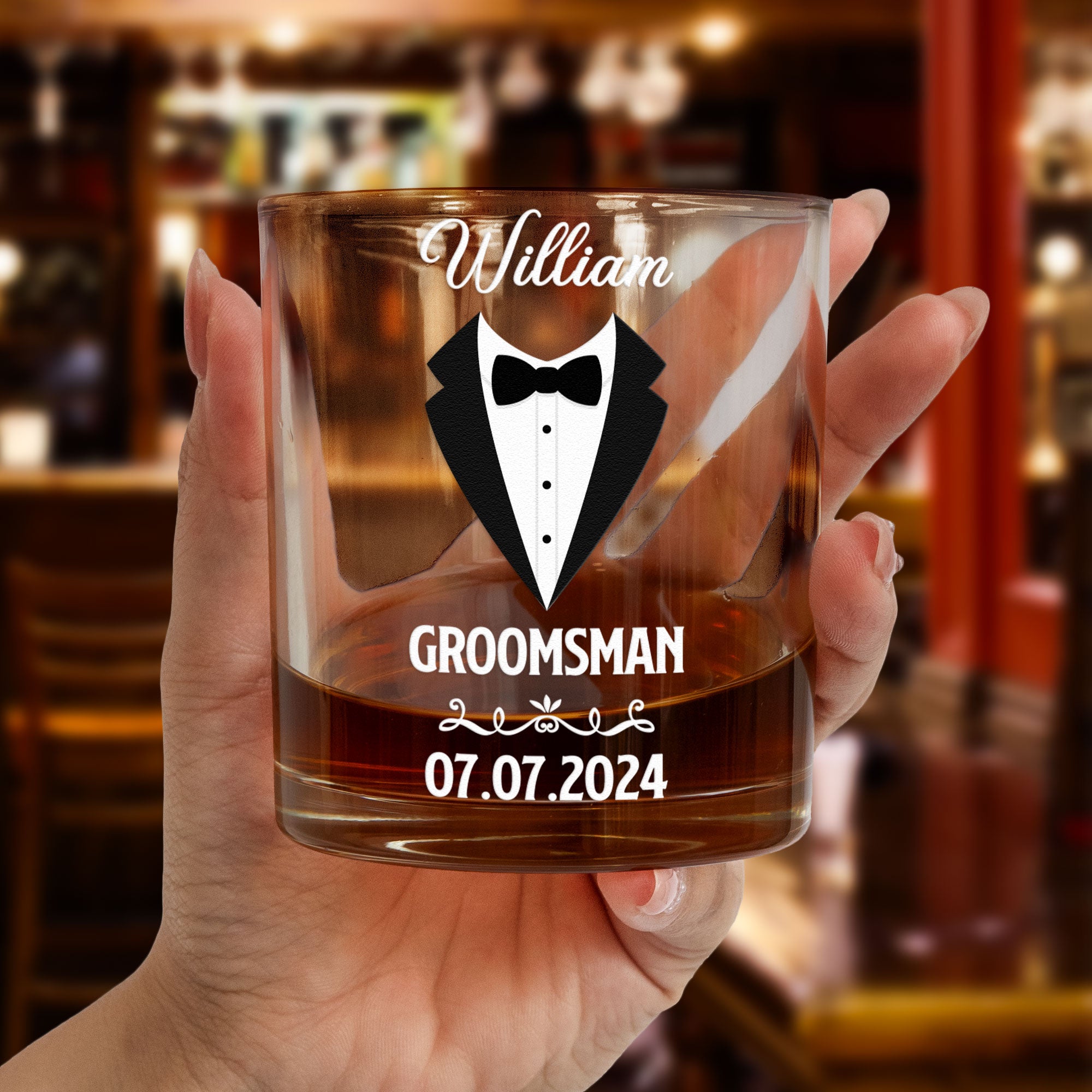 Wedding Gift For Groomsmen - Personalized Whiskey Glass