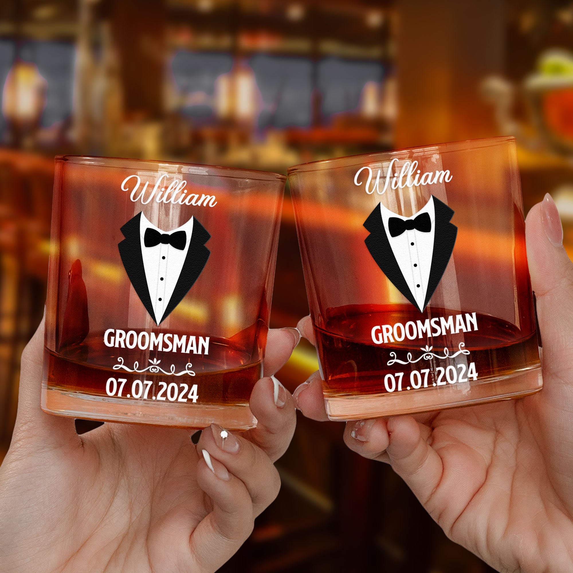 Wedding Gift For Groomsmen - Personalized Whiskey Glass