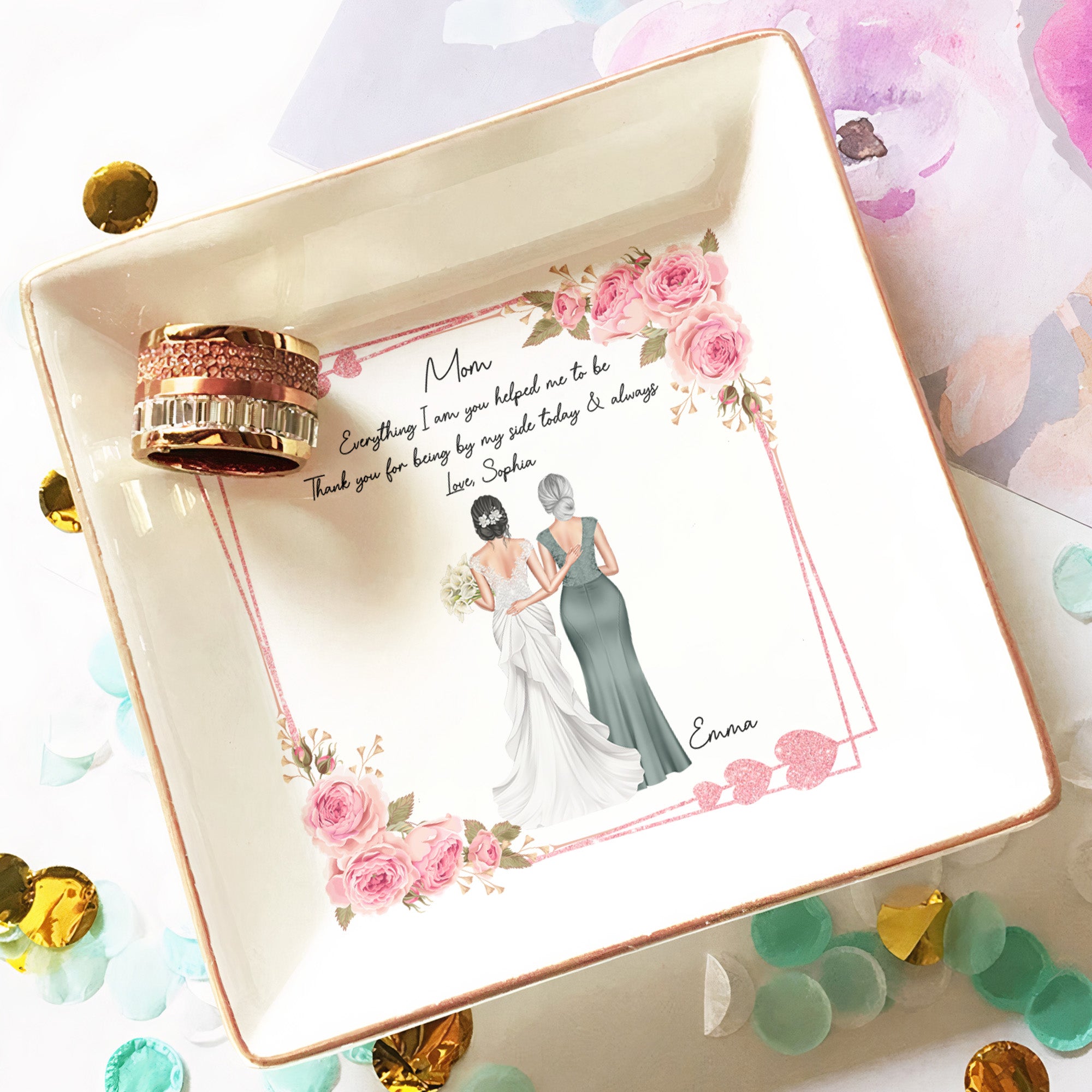 Wedding Gift For Mom Everything I Am You Helped Me To Be - Personalized Jewelry Dish