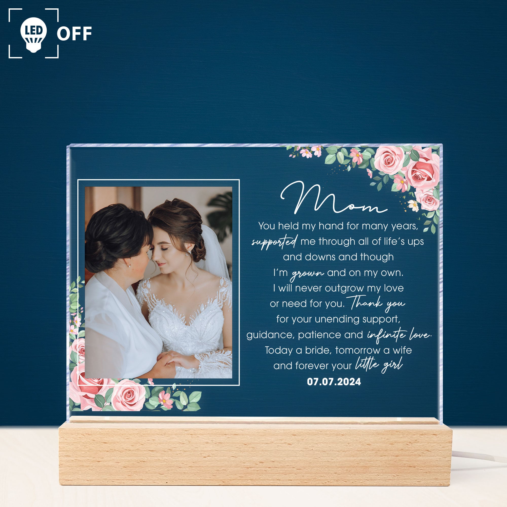 Wedding Gift For Mom From Bride - Personalized Photo LED Light