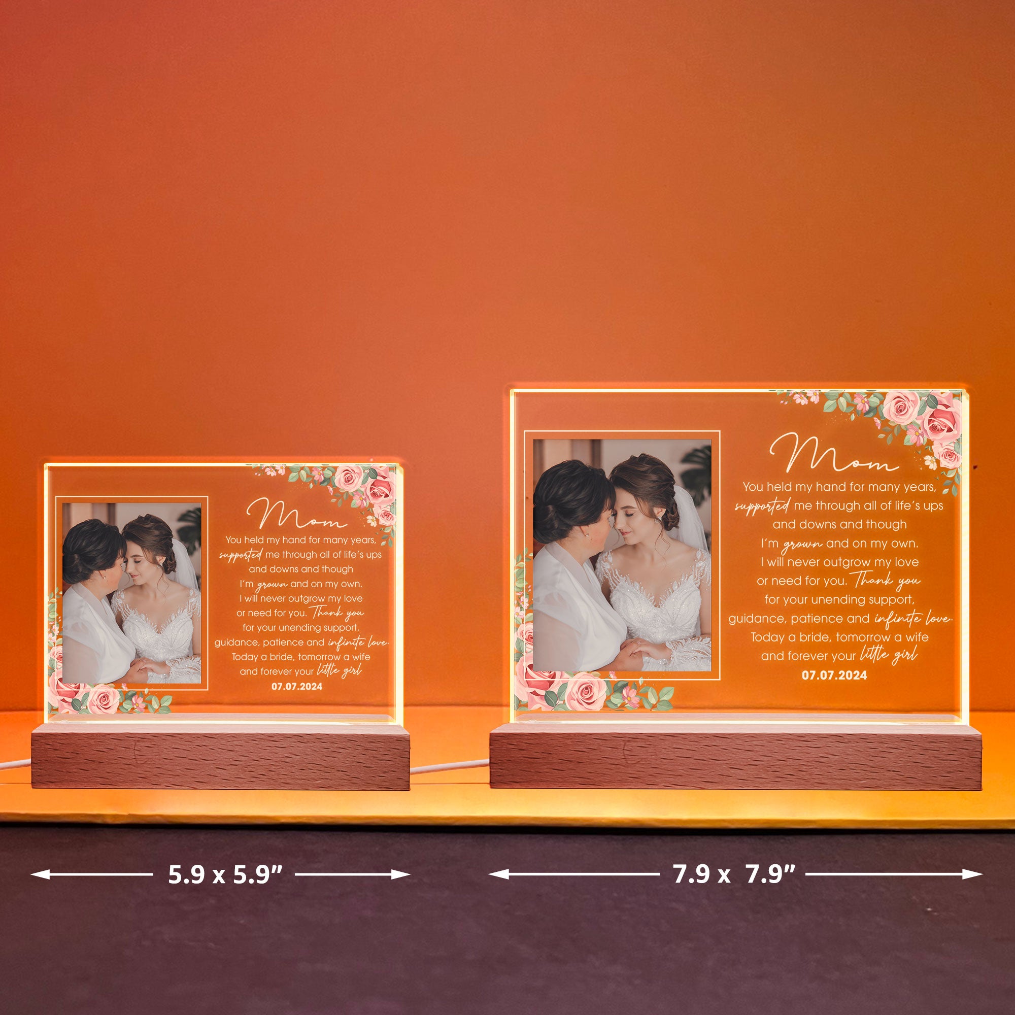 Wedding Gift For Mom From Bride - Personalized Photo LED Light