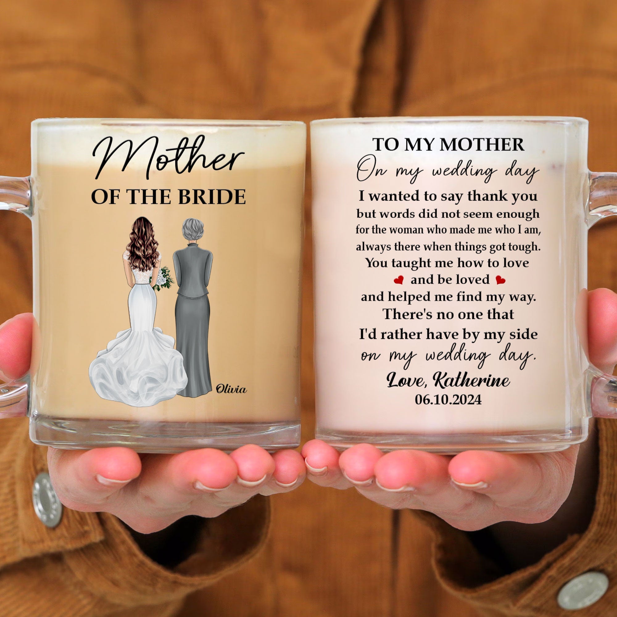 Wedding Gift For Mother Of The Bride - Personalized Glass Mug