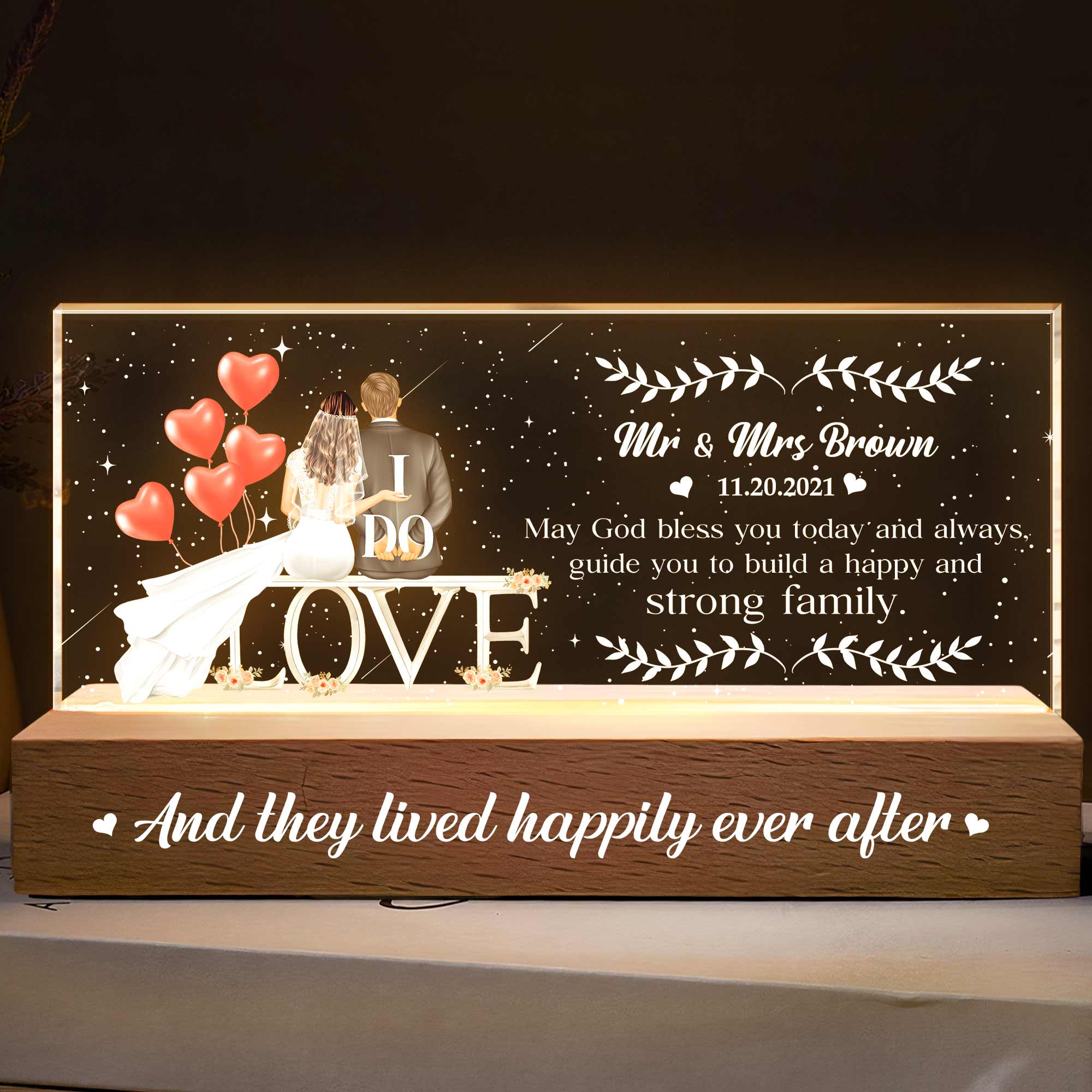 Wedding Gift May God Bless You Today And Always - Personalized LED Night Light