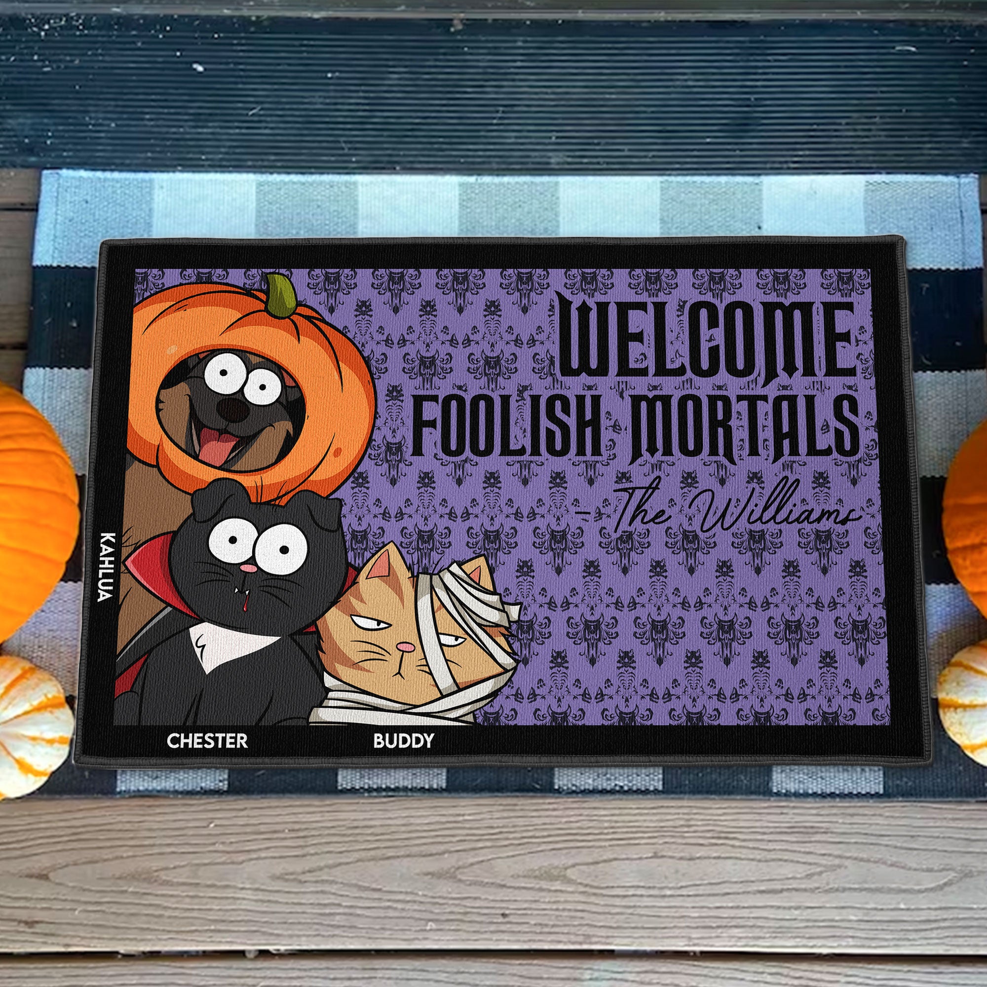 Welcome Foolish Mortals - New Version - Personalized Doormat