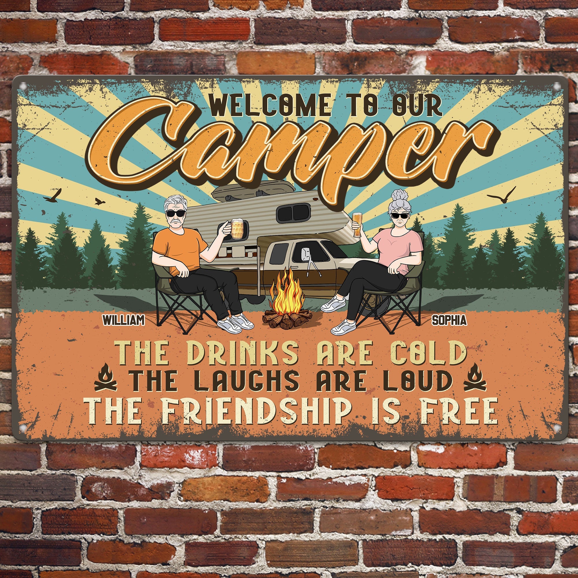 Welcome To Our Camper - Personalized Metal Sign