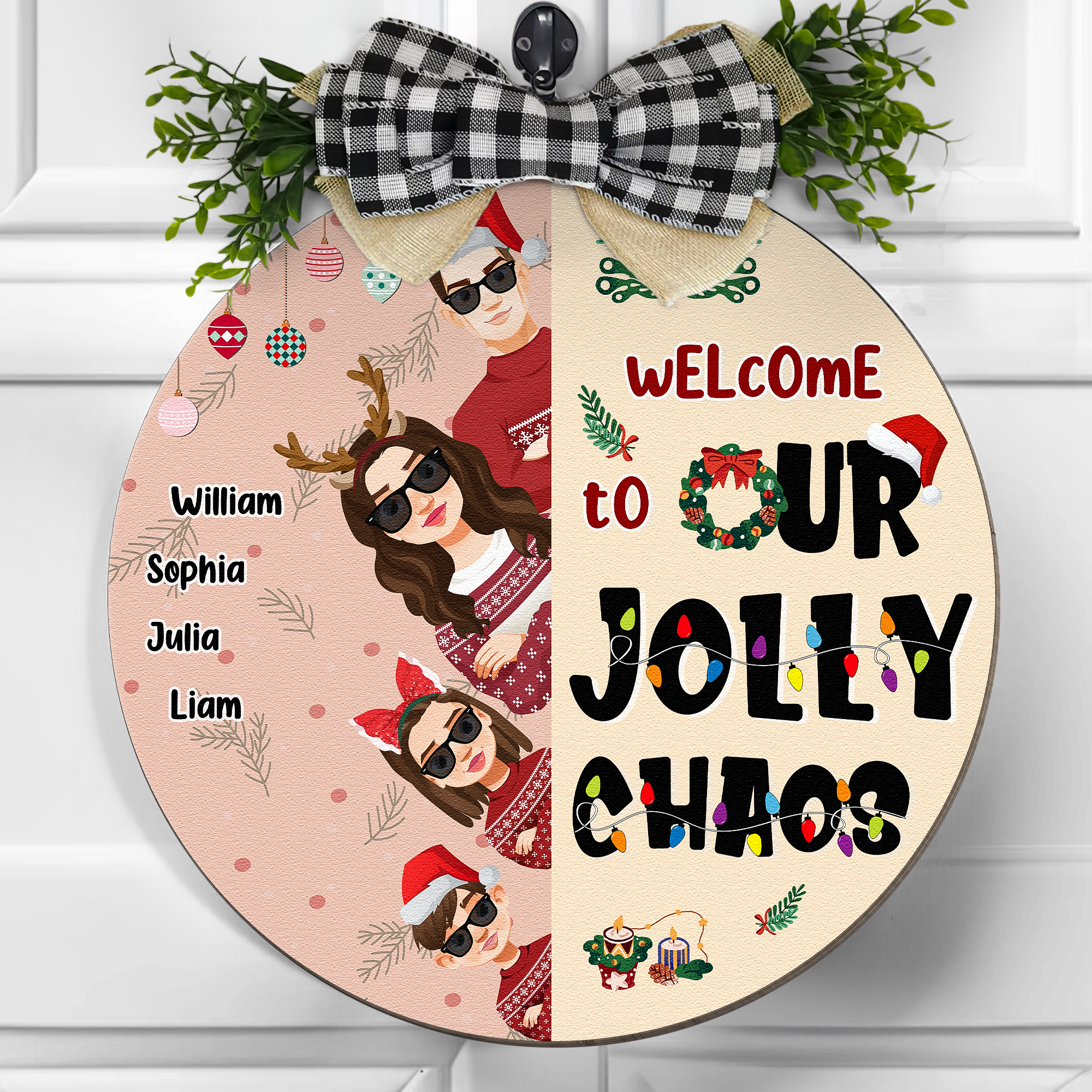 Welcome To Our Jolly Chaos - Personalized Wood Sign