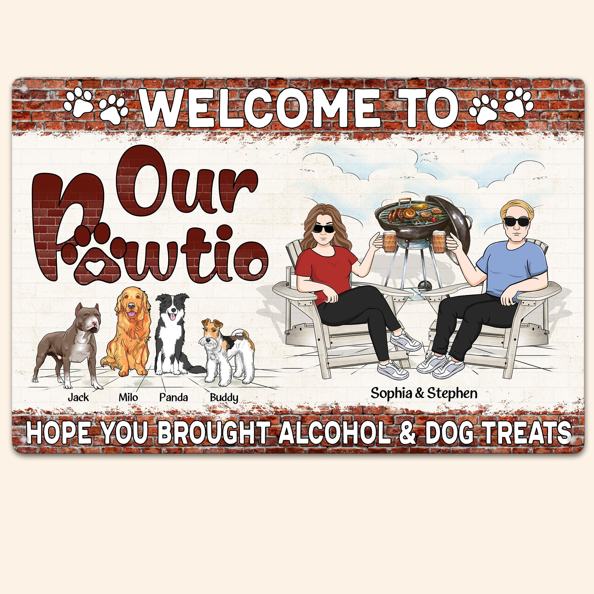 Welcome To Our Pawtio - Personalized Metal Sign