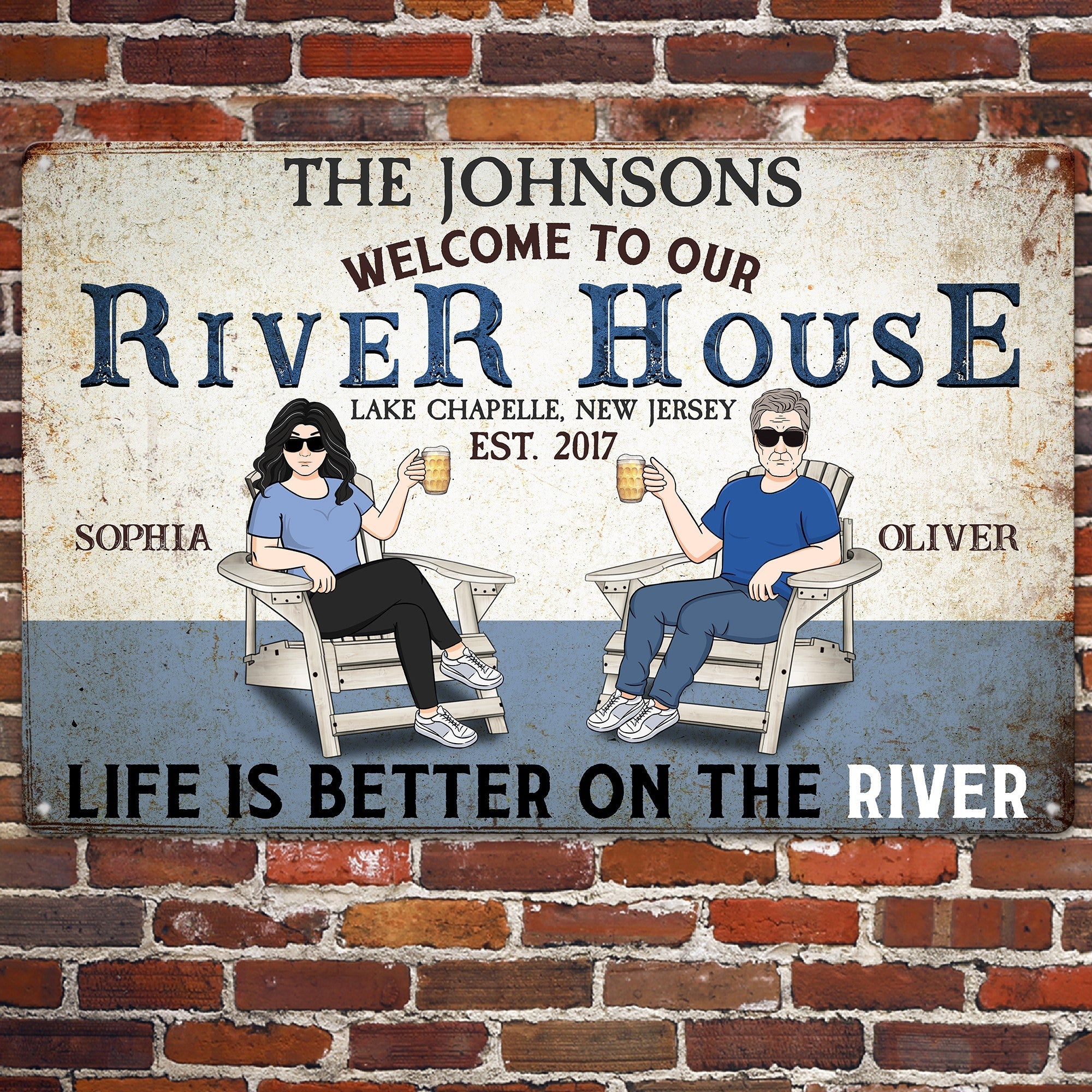 Welcome To Our River House - Personalized Metal Sign