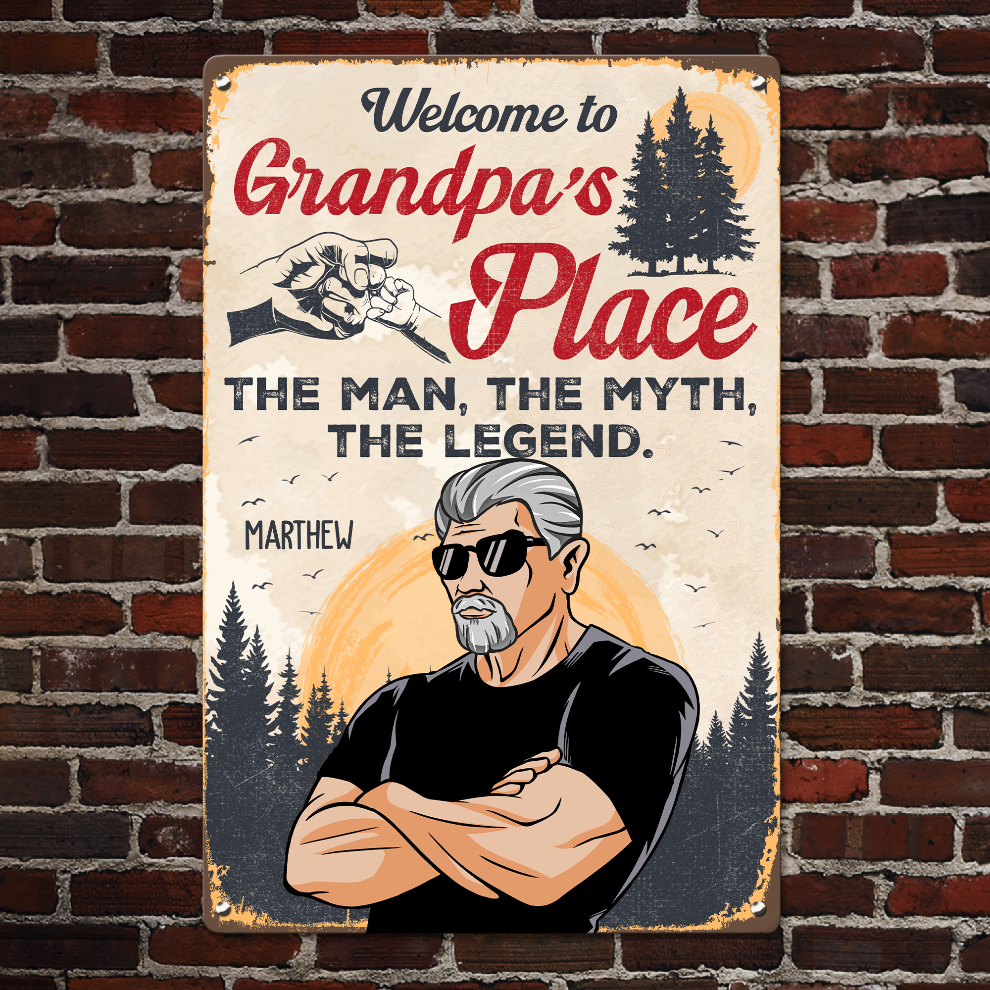 Welcome To Papa's Place - Personalized Metal Sign