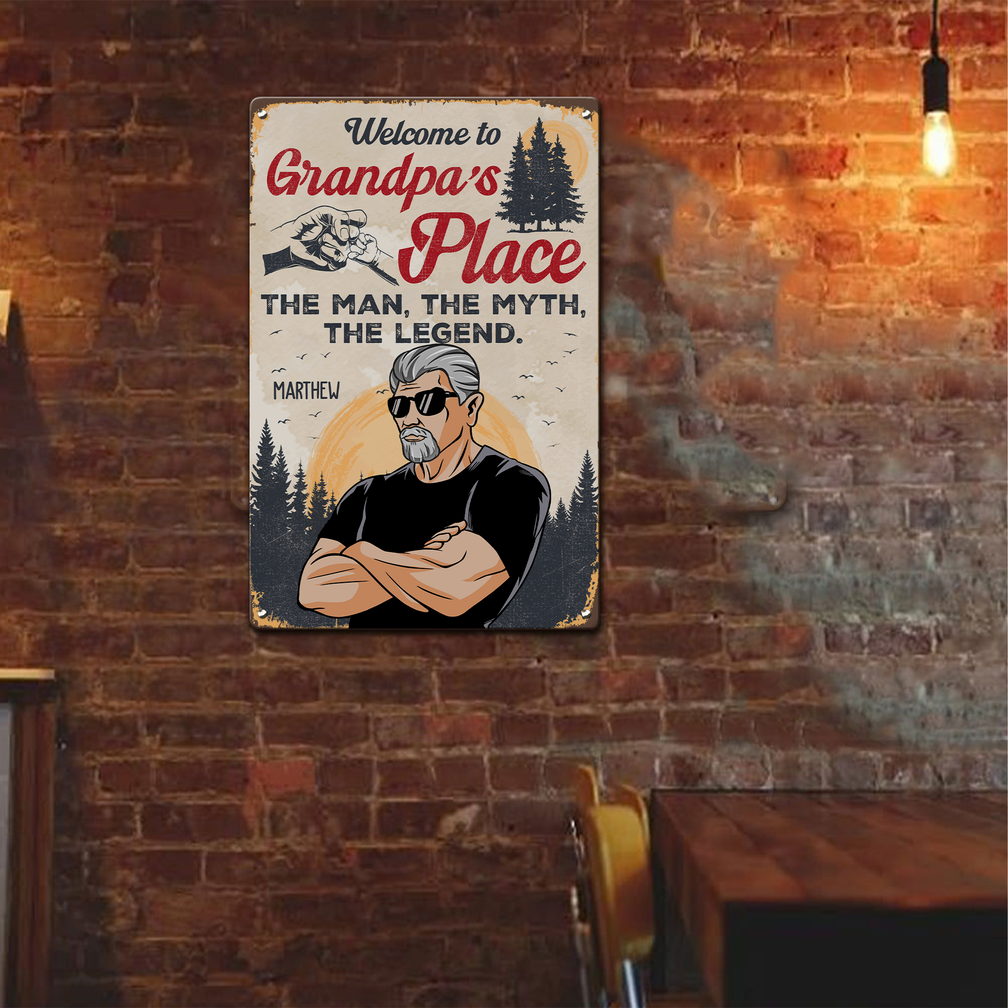 Welcome To Papa's Place - Personalized Metal Sign