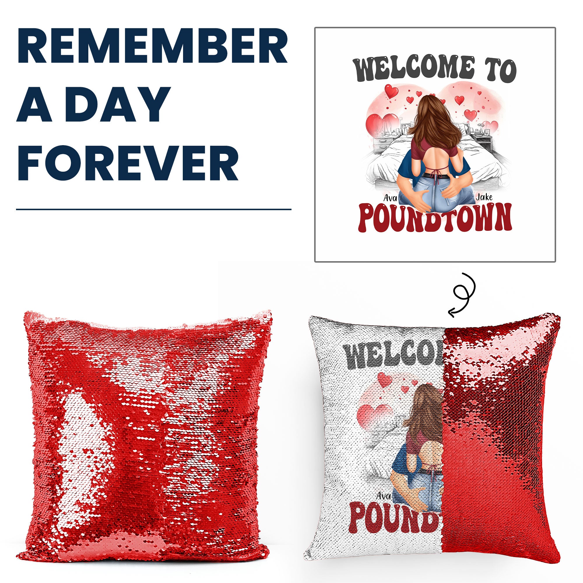 Welcome To Poundtown - Gift For Boyfriends, Girlfriends, Couple - Custom Sequin Pillow