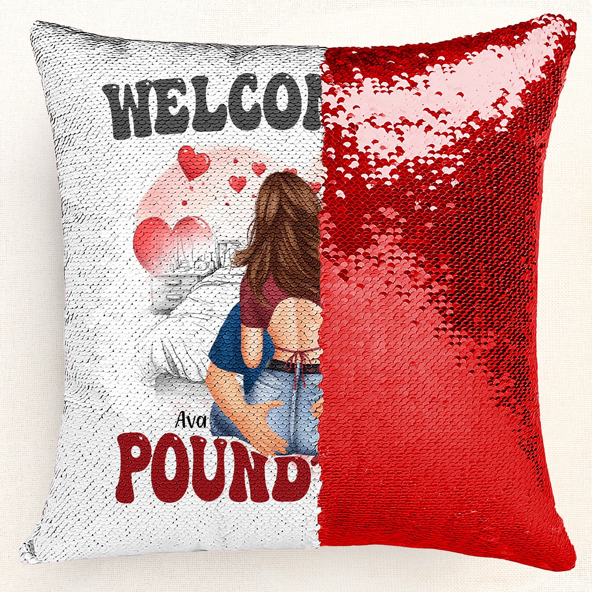 Welcome To Poundtown - Gift For Boyfriends, Girlfriends, Couple - Custom Sequin Pillow