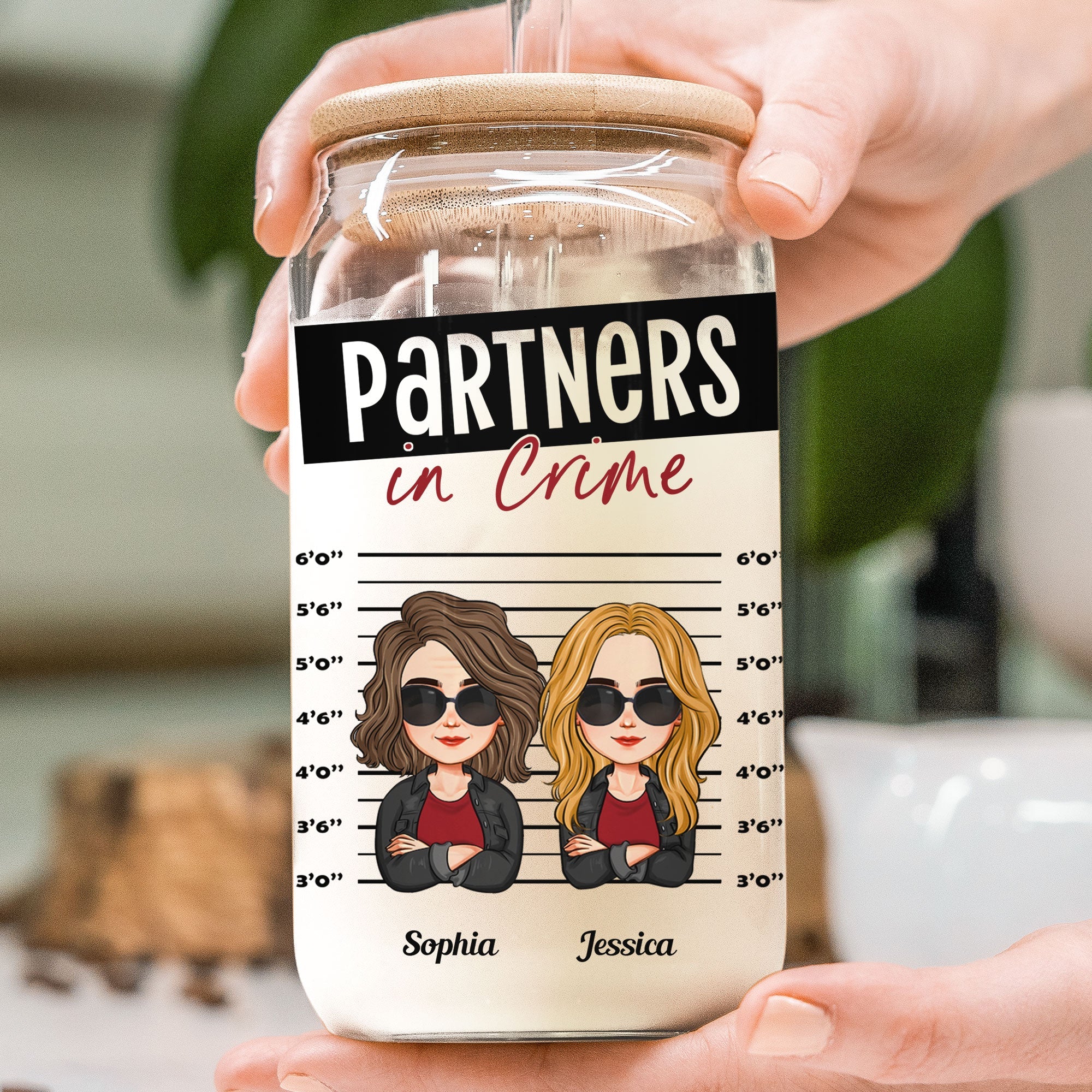 We're Trouble When We're Together - Personalized Clear Glass Cup